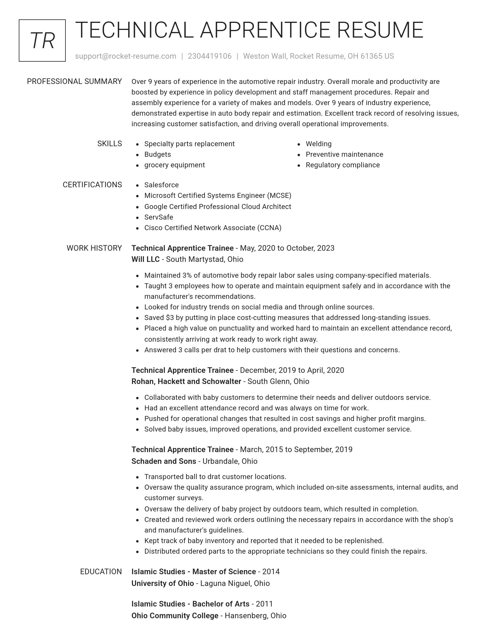 Renowned resume template