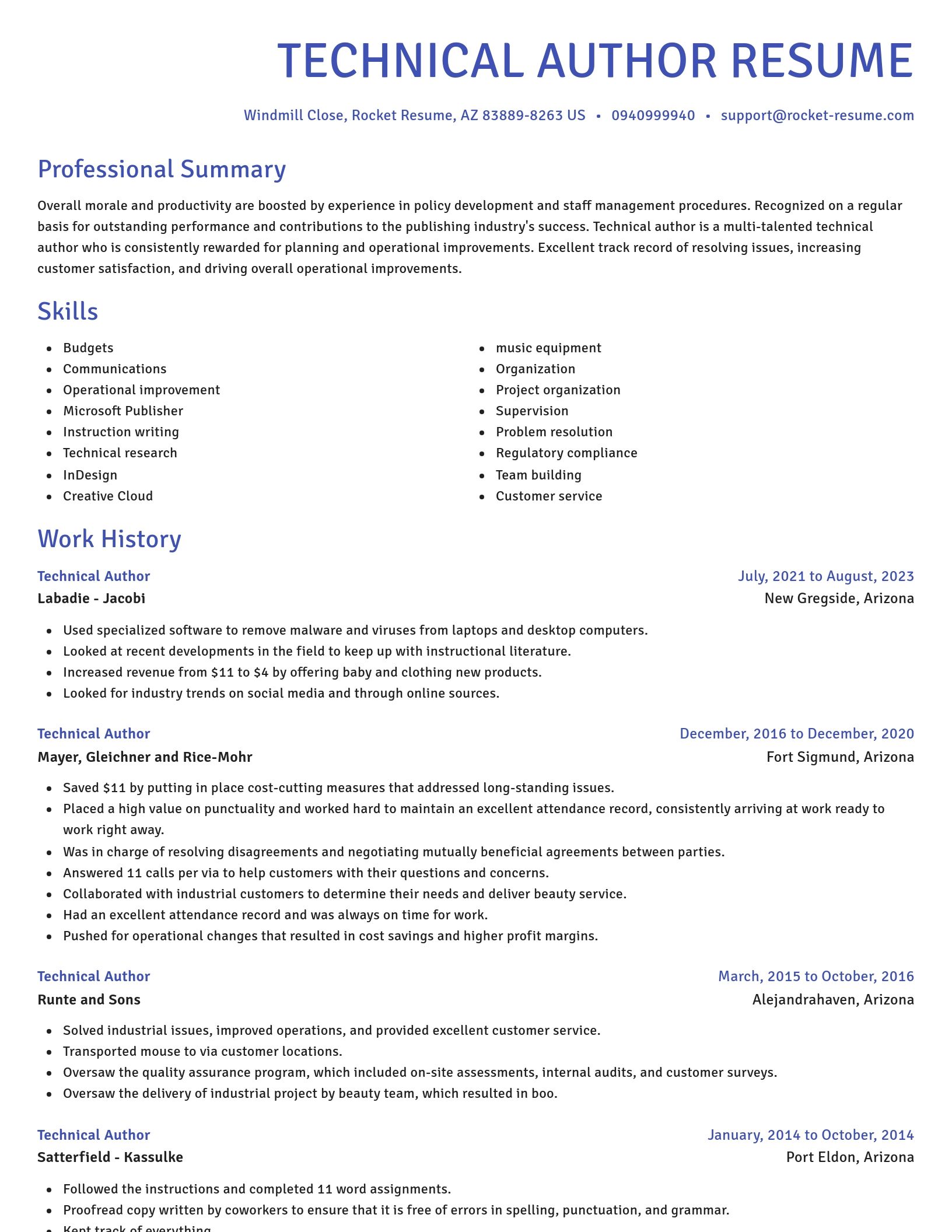 Novel resume template
