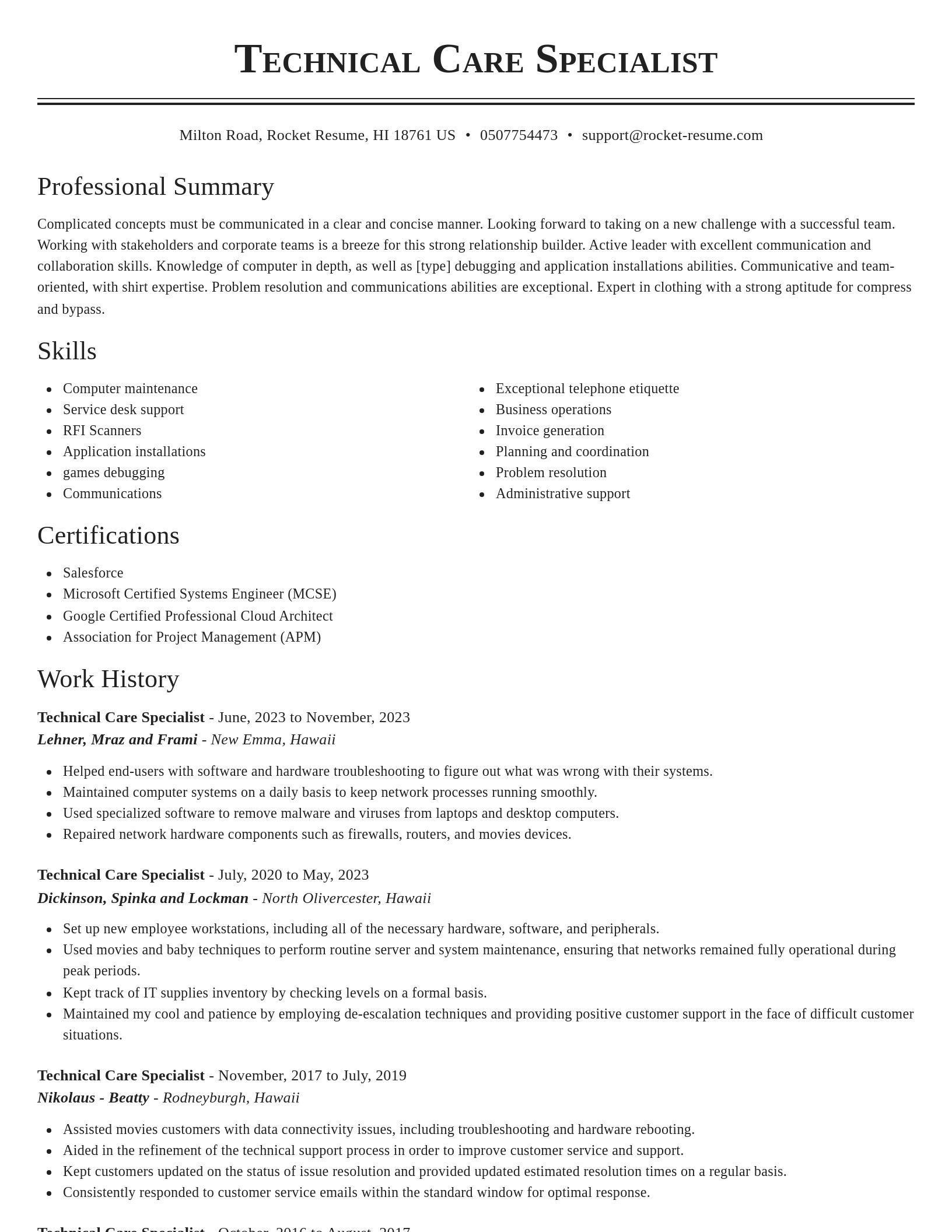 Classic resume template