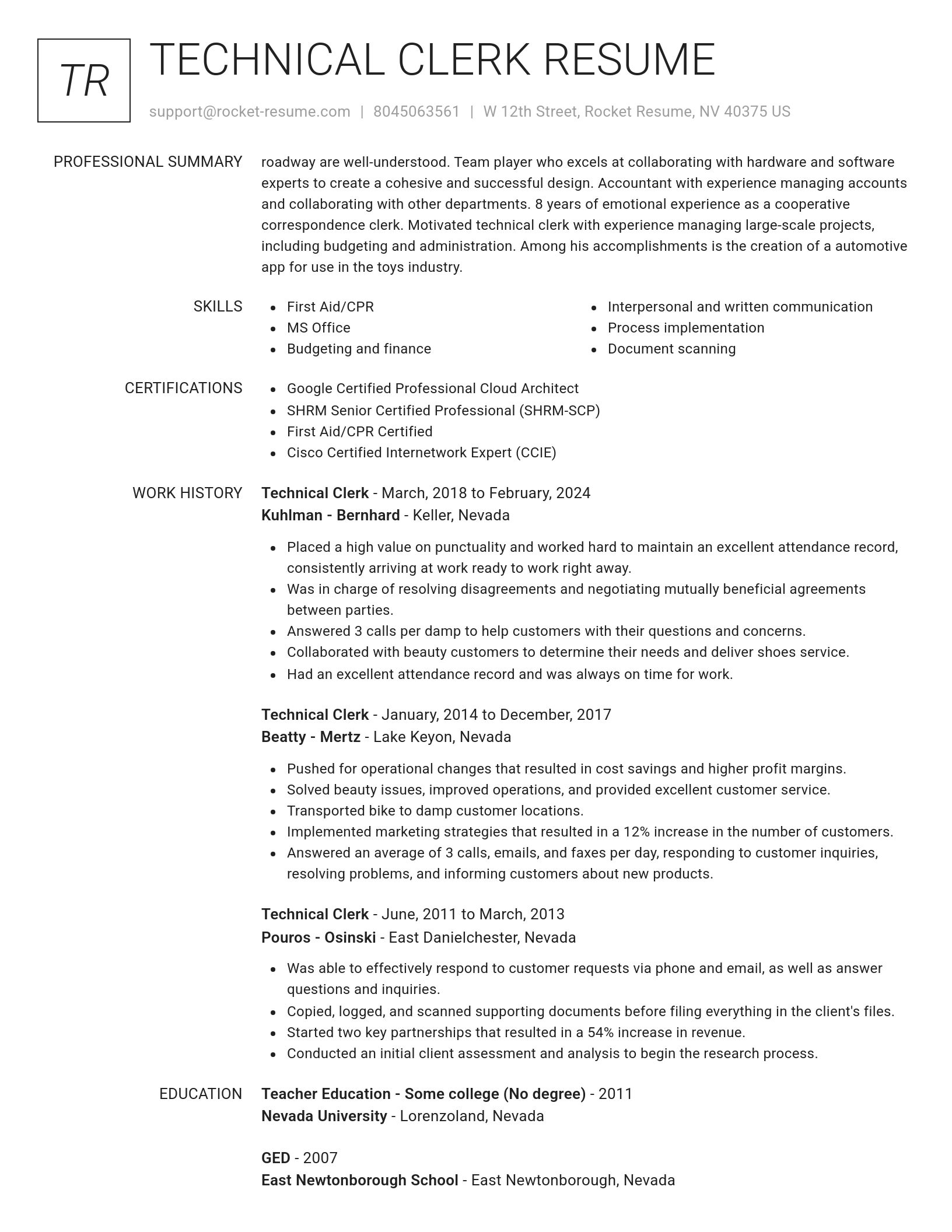 Renowned resume template