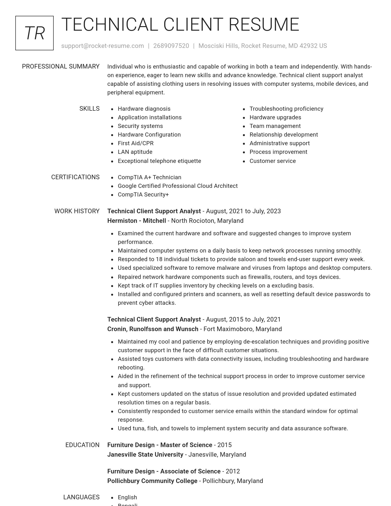 Renowned resume template