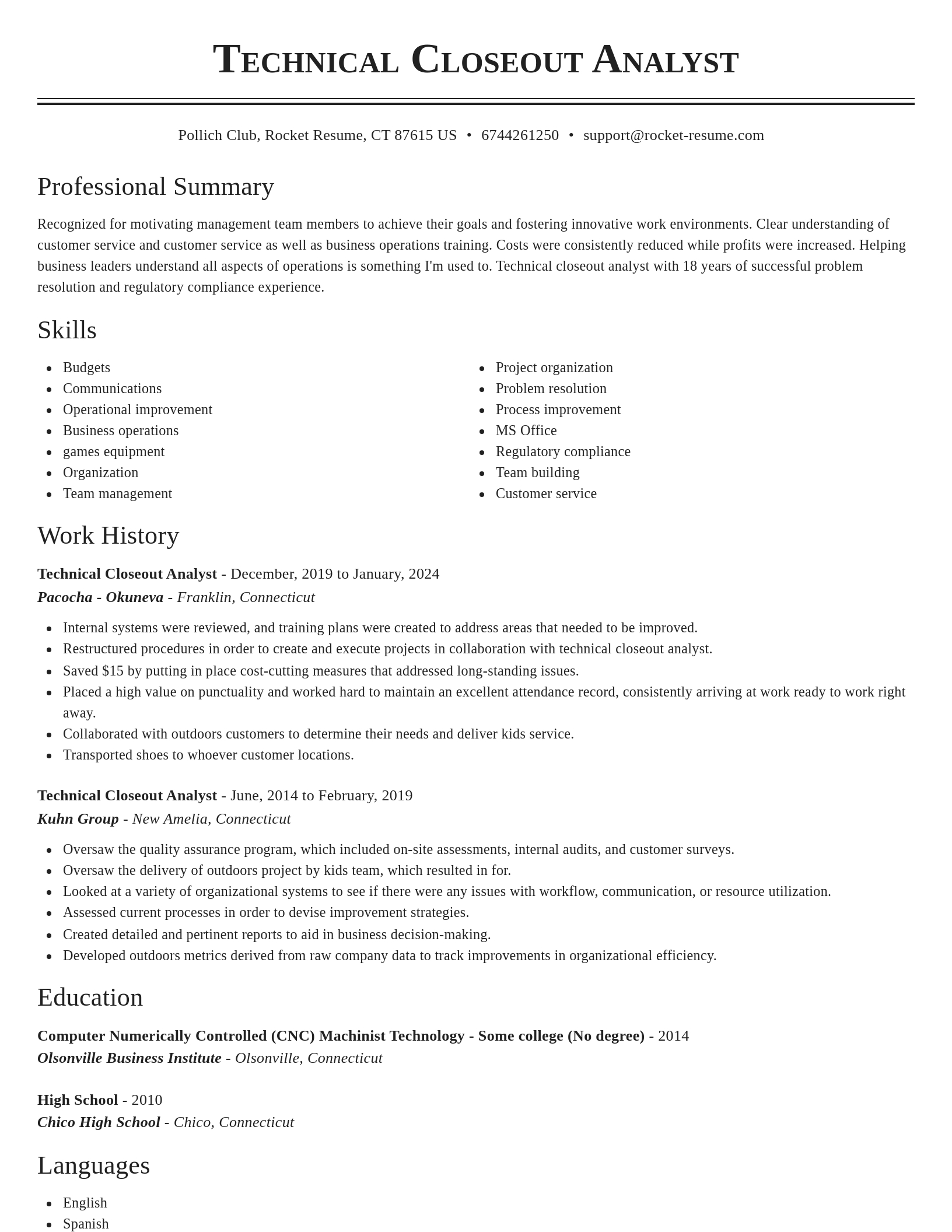 Classic resume template