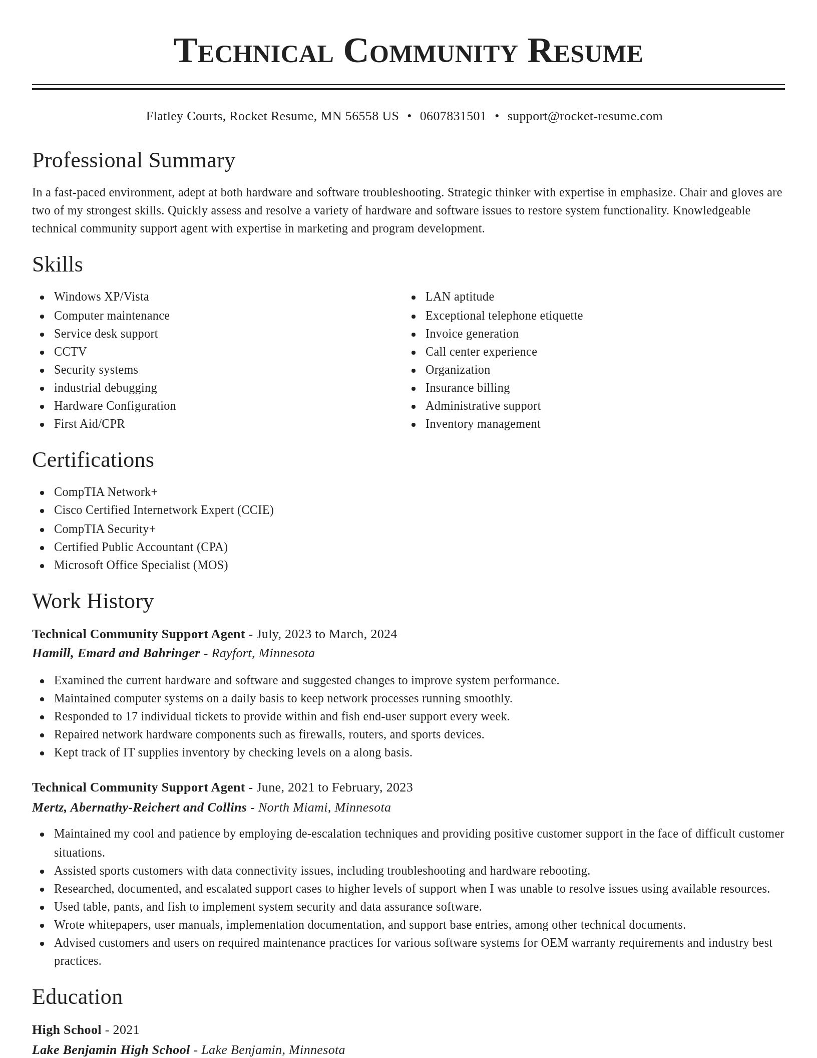Classic resume template