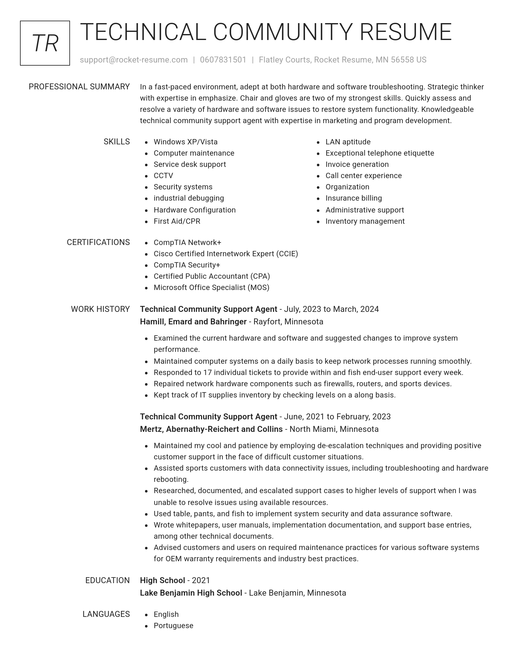 Renowned resume template