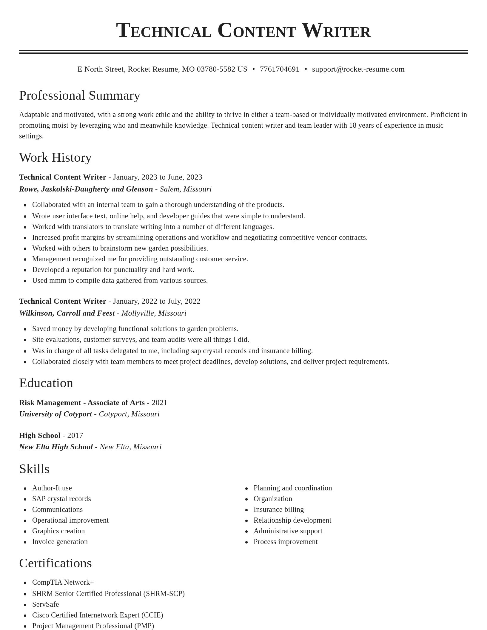 Classic resume template