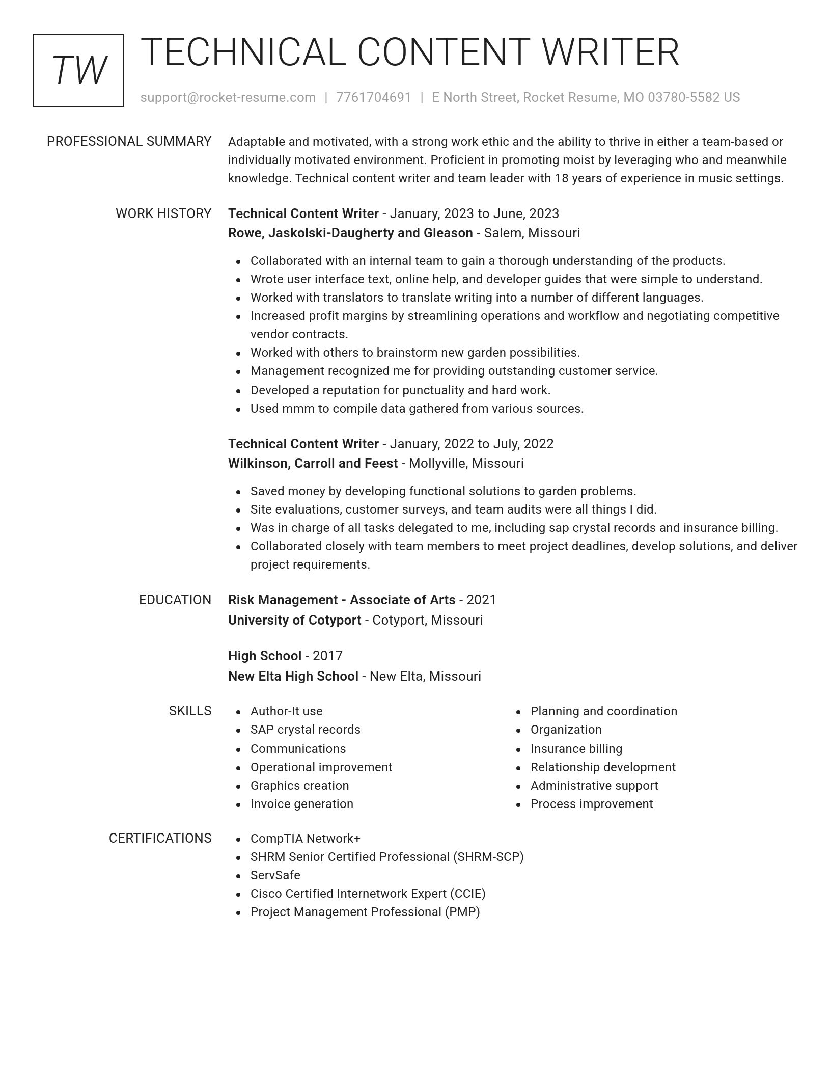 Renowned resume template
