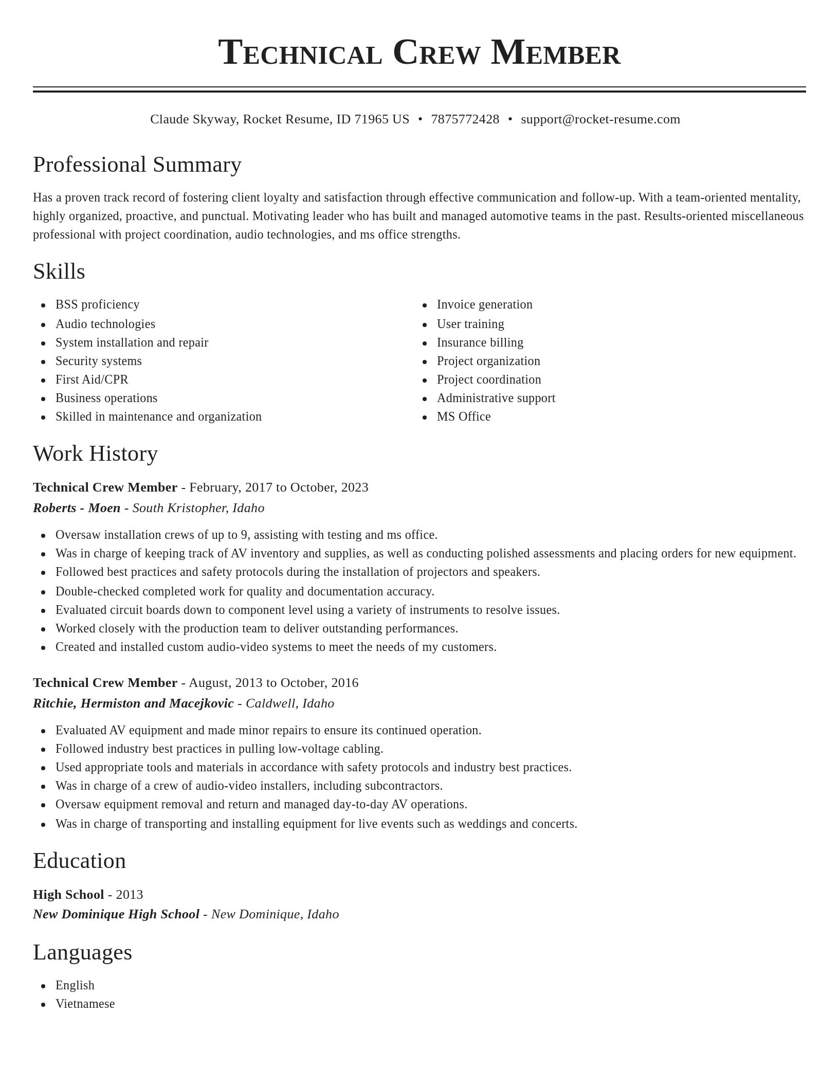 Classic resume template