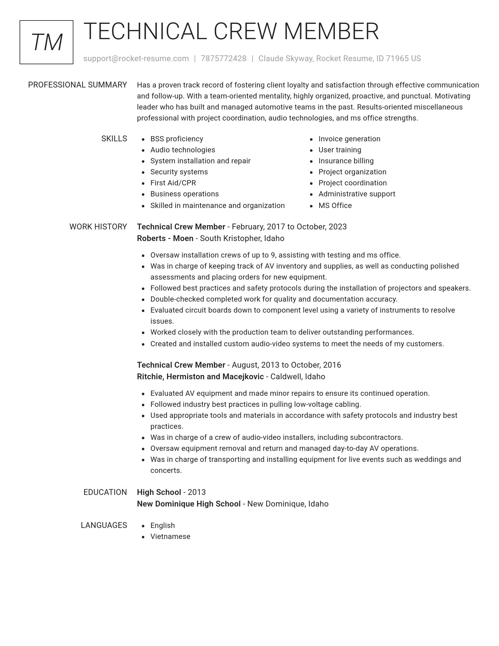 Renowned resume template