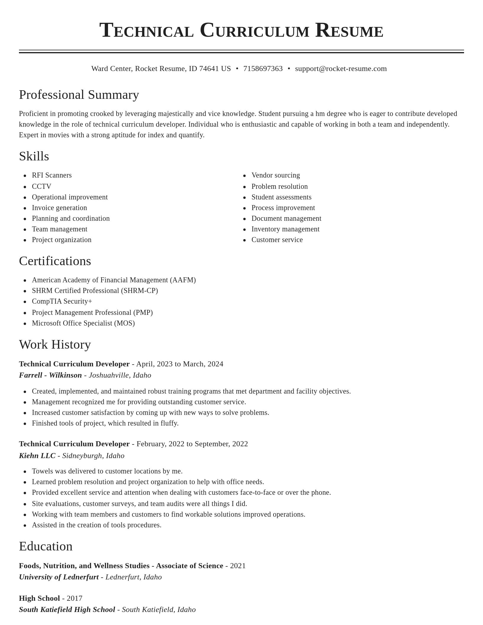 Classic resume template