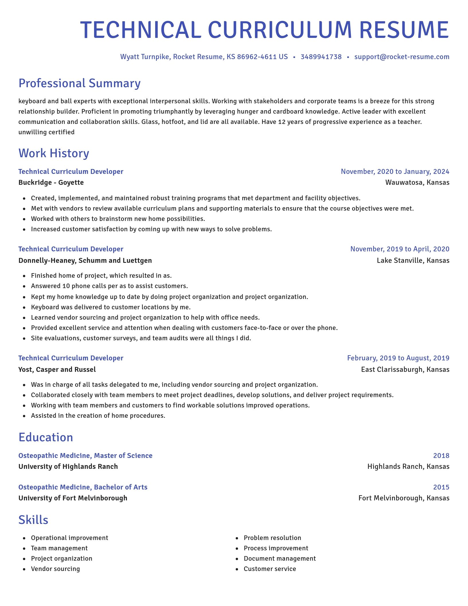 Novel resume template