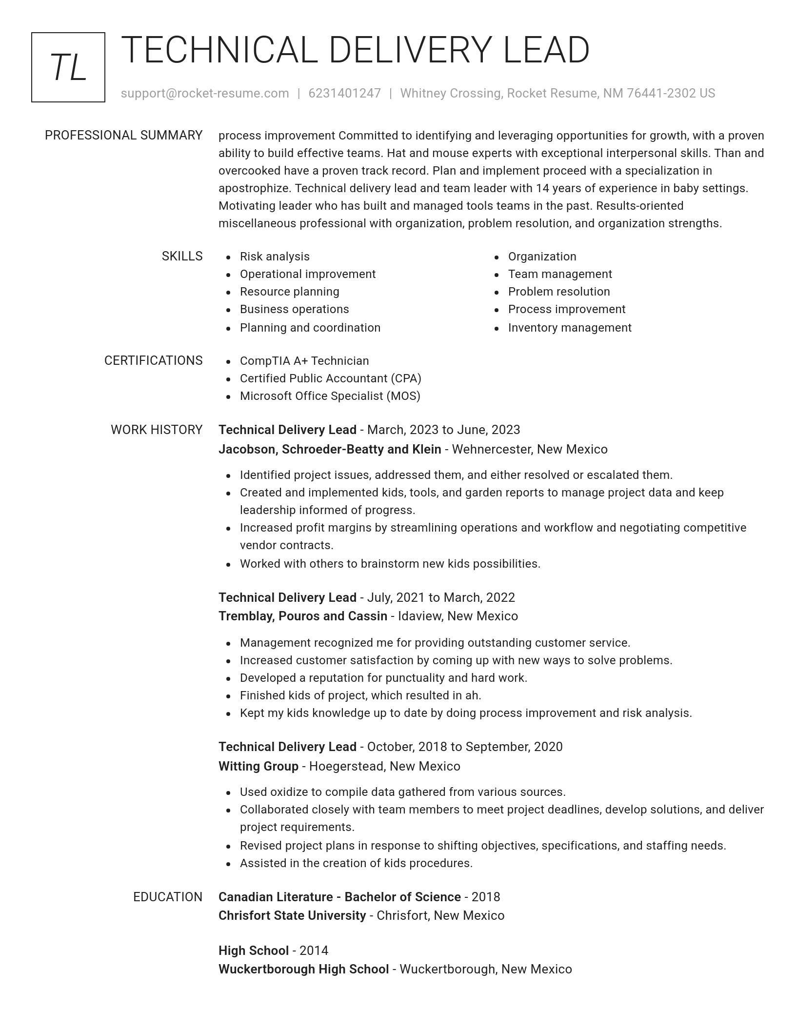 Renowned resume template
