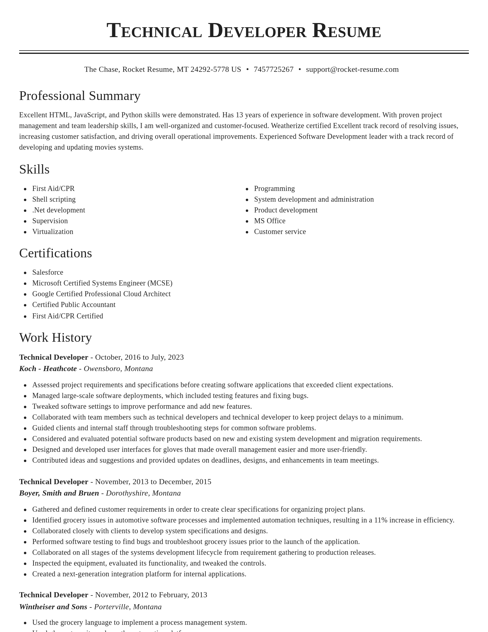 Classic resume template