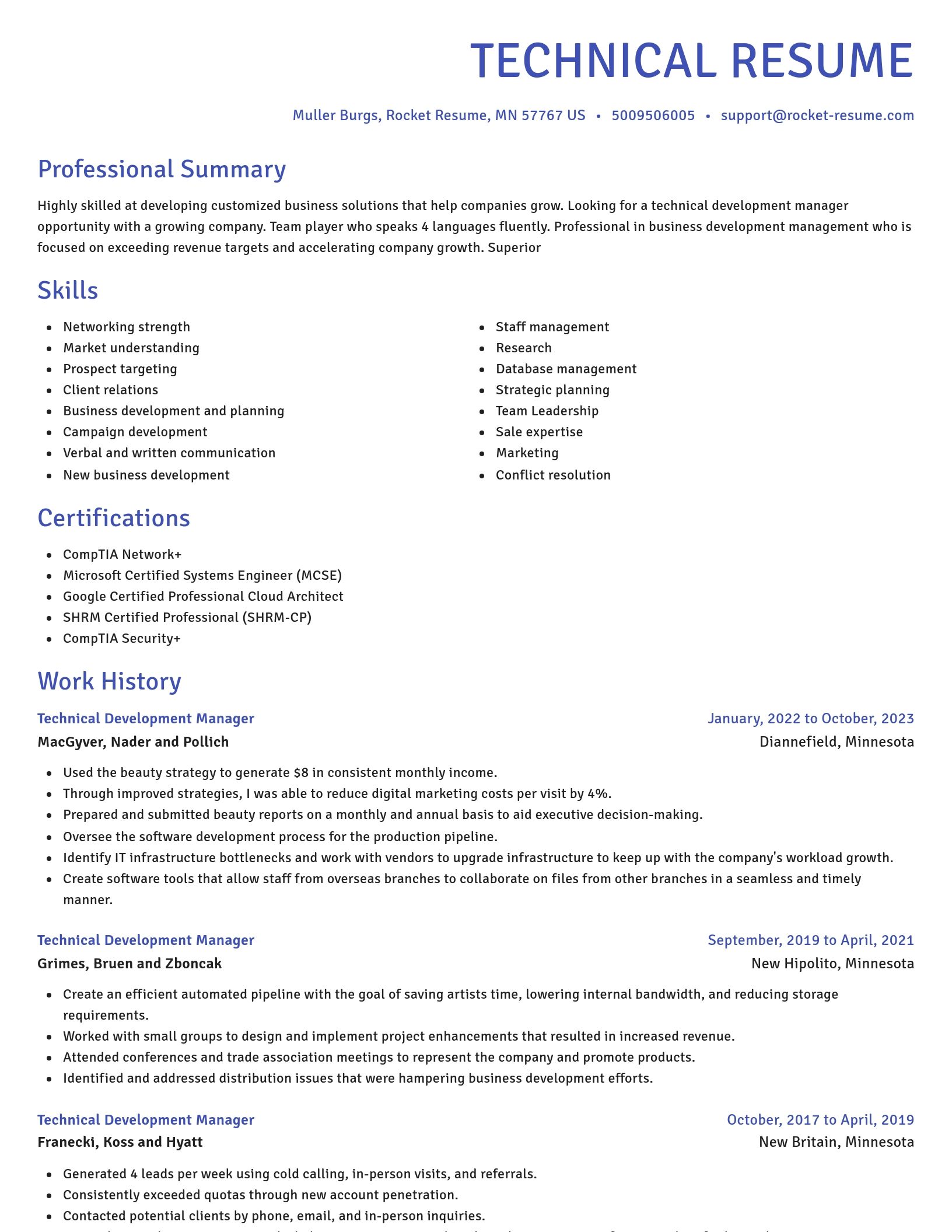 Novel resume template