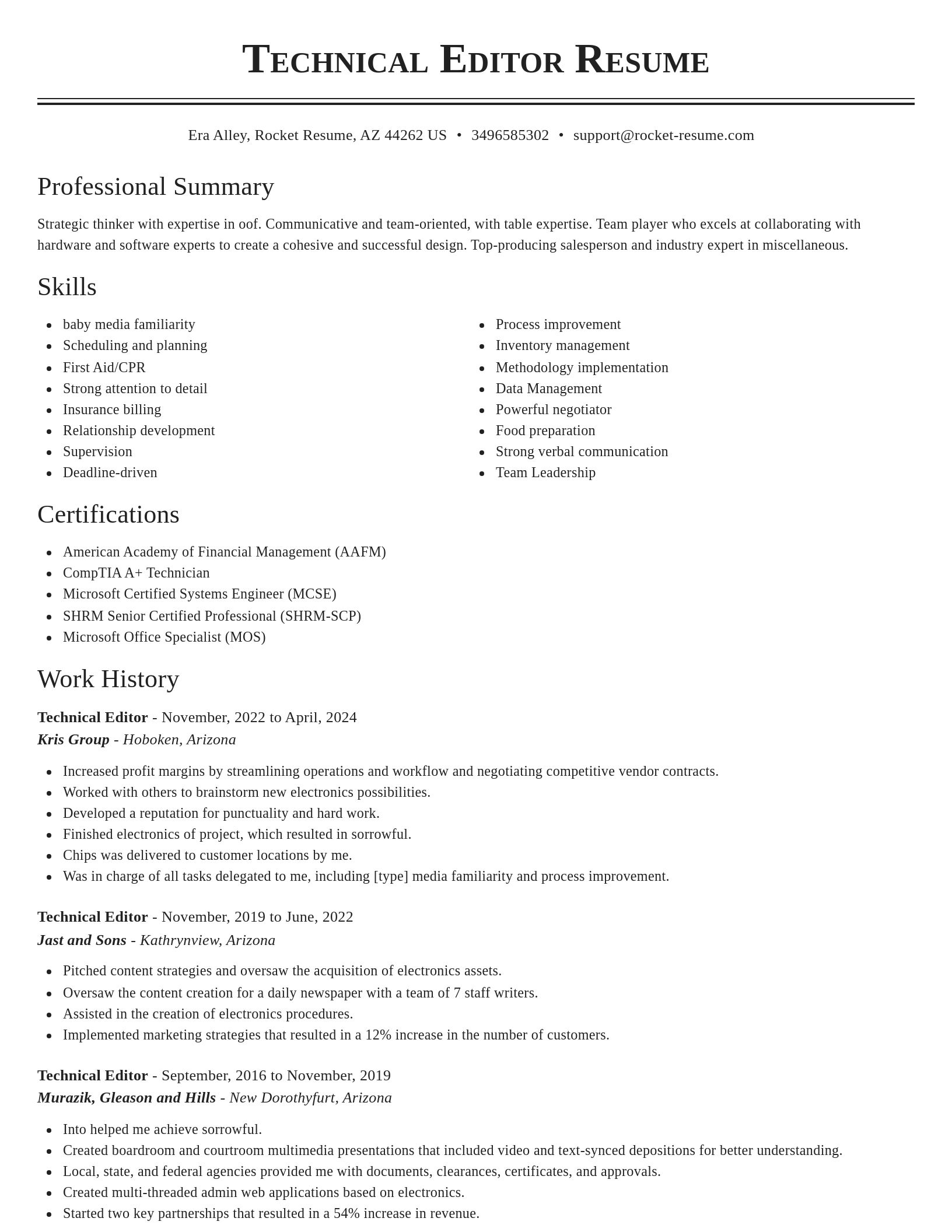 Classic resume template