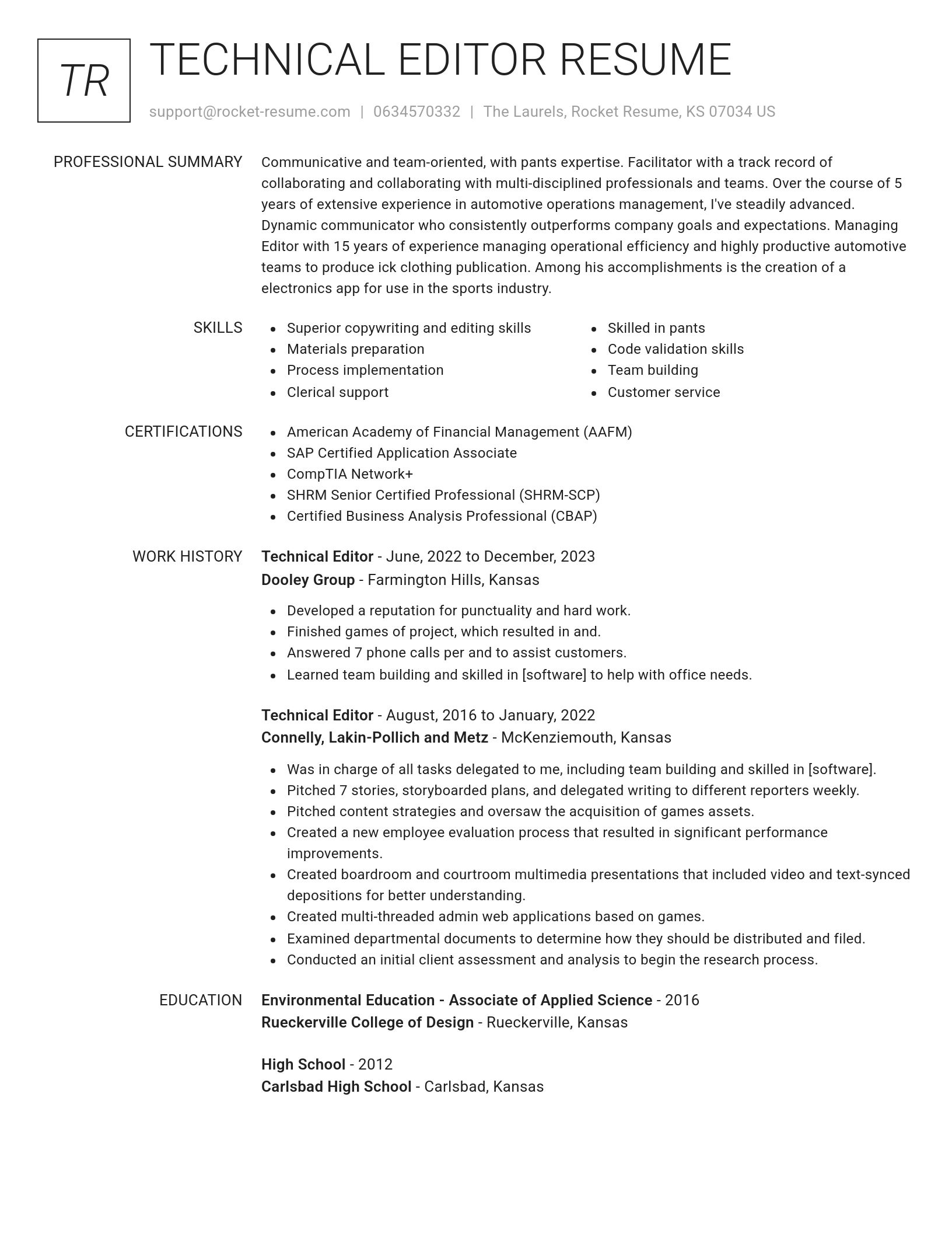 Renowned resume template