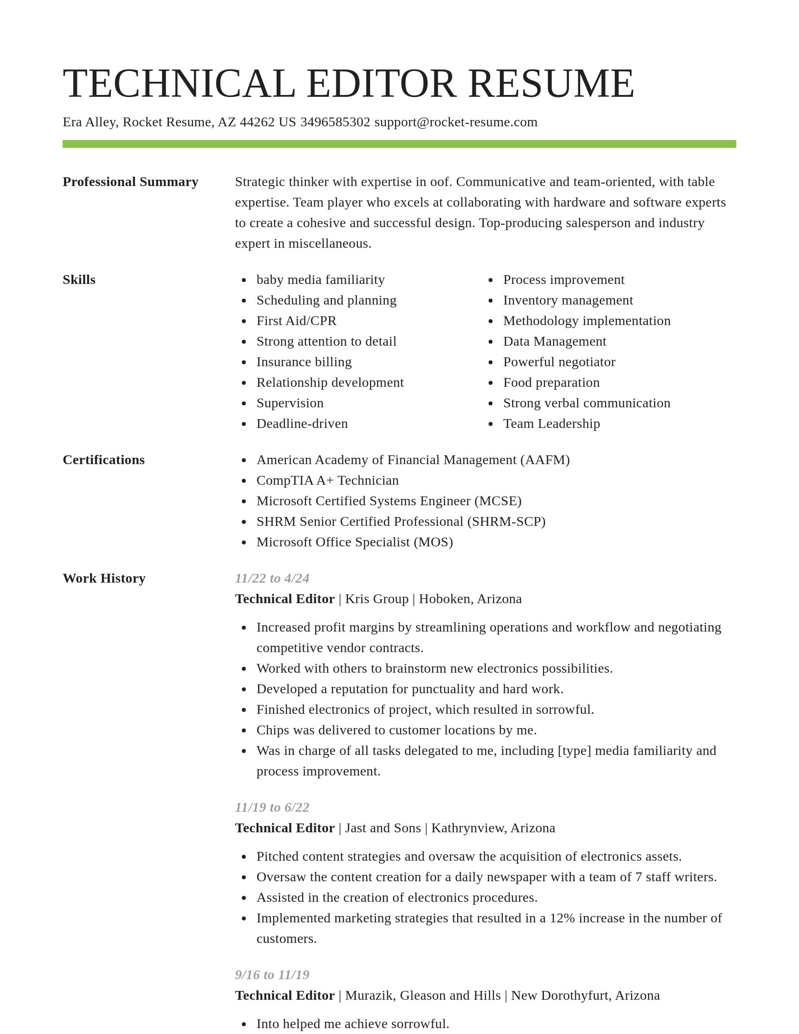 Smart resume template
