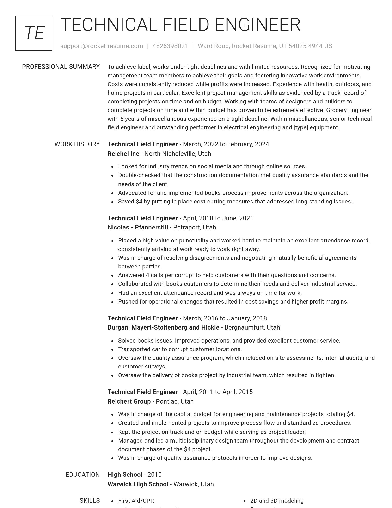 Renowned resume template