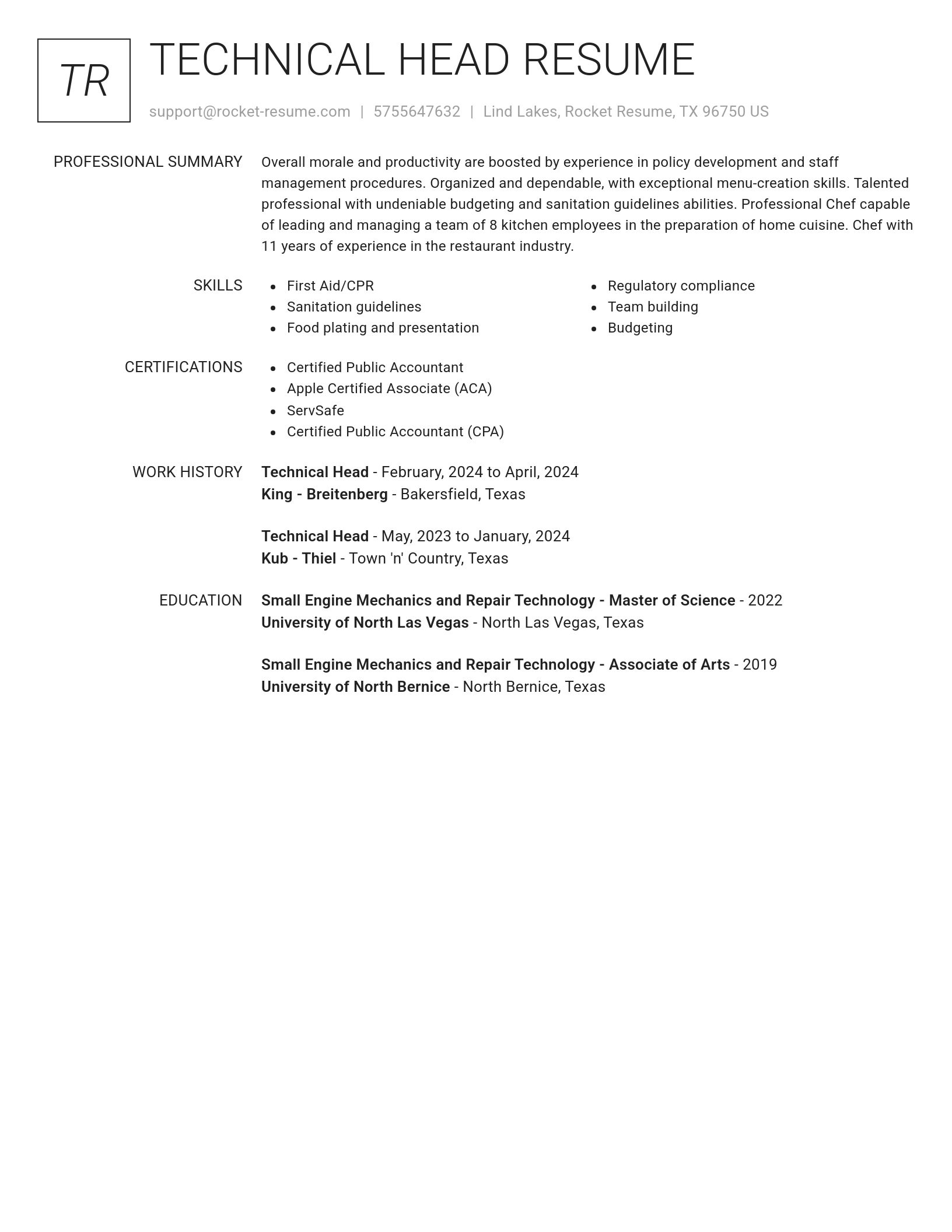 Renowned resume template