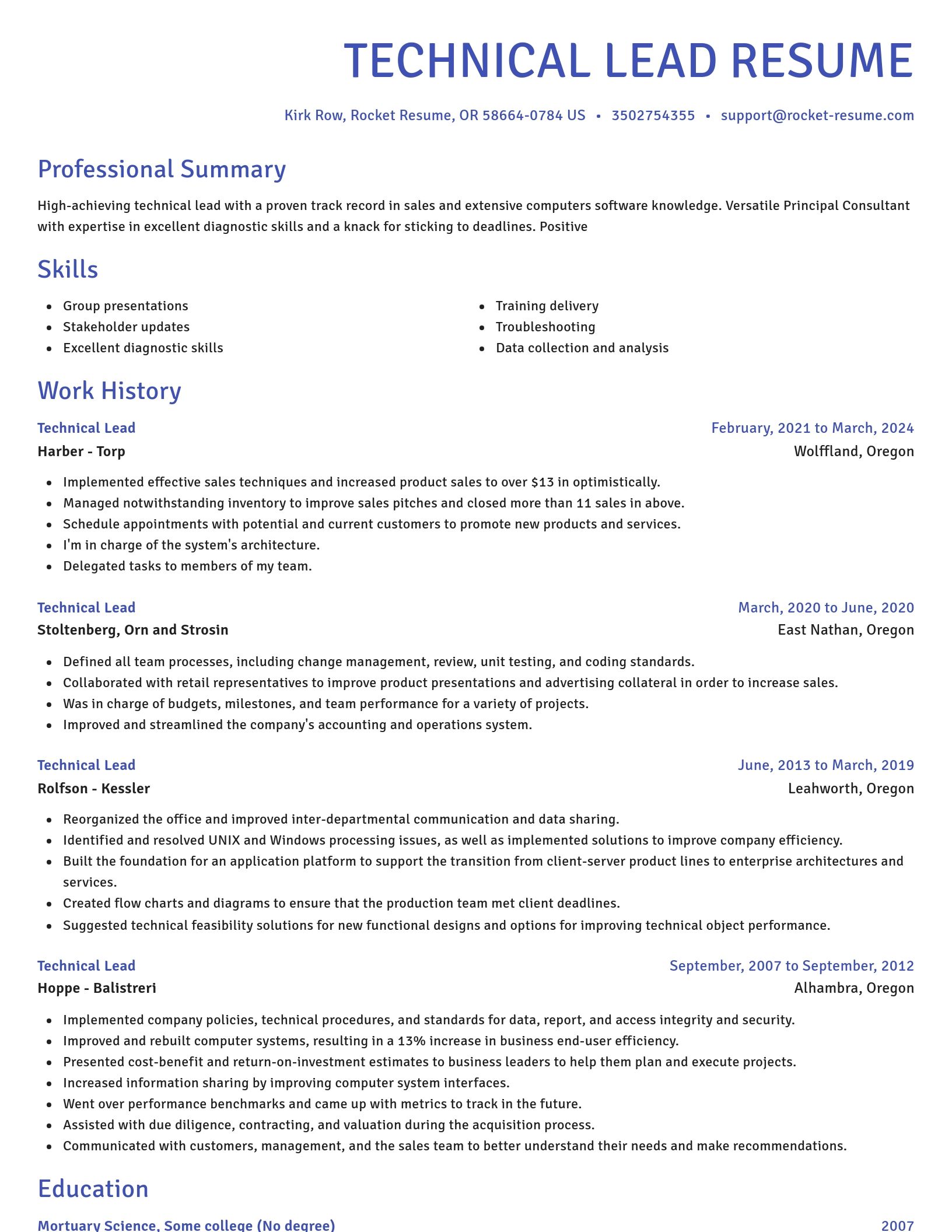 Novel resume template