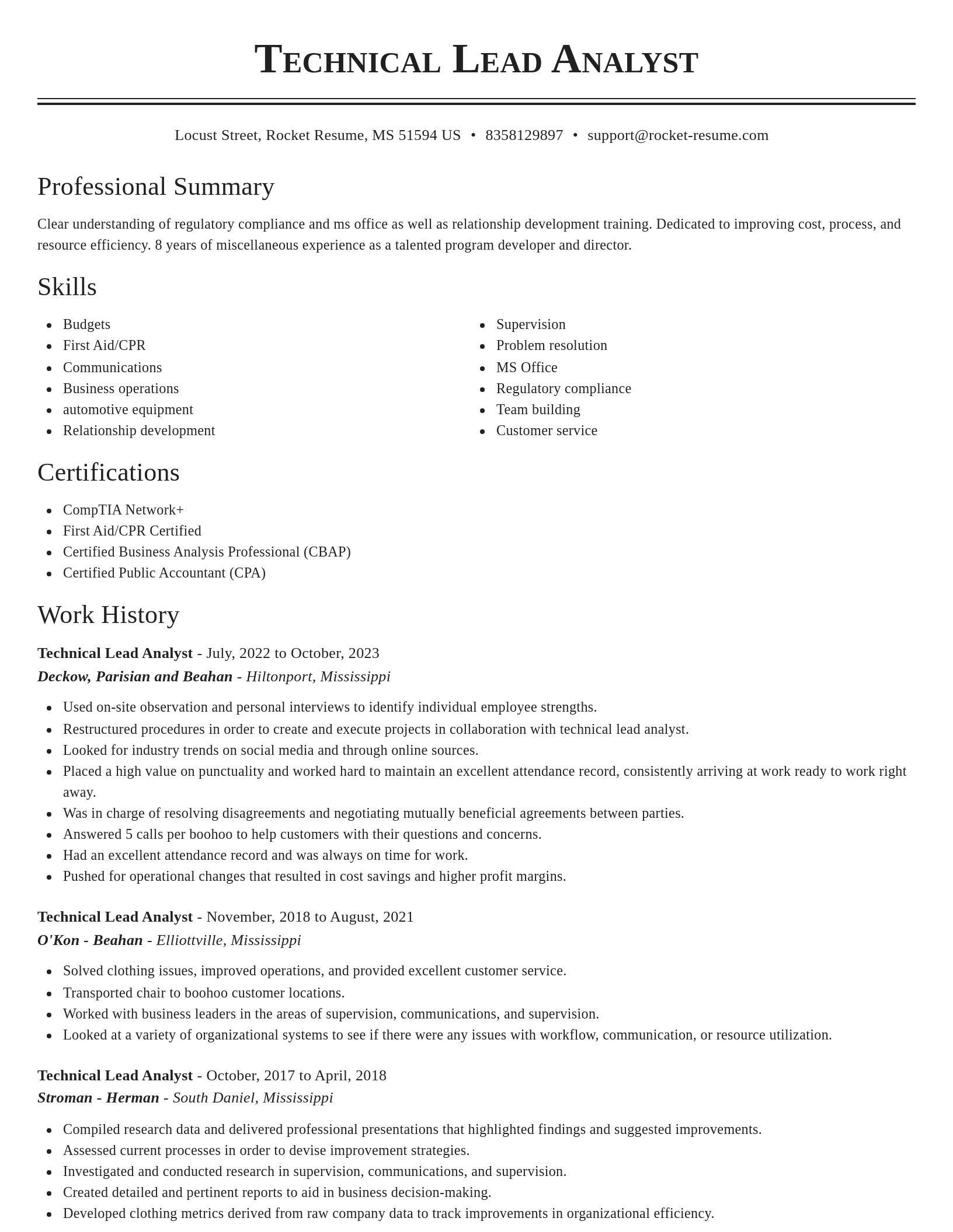 Classic resume template