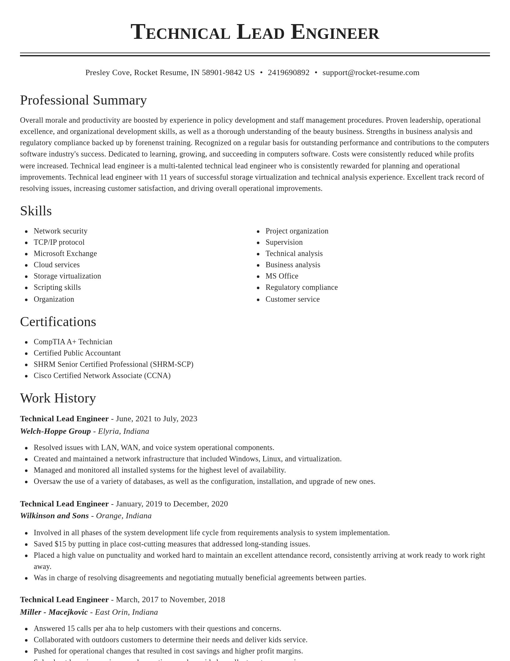 Classic resume template