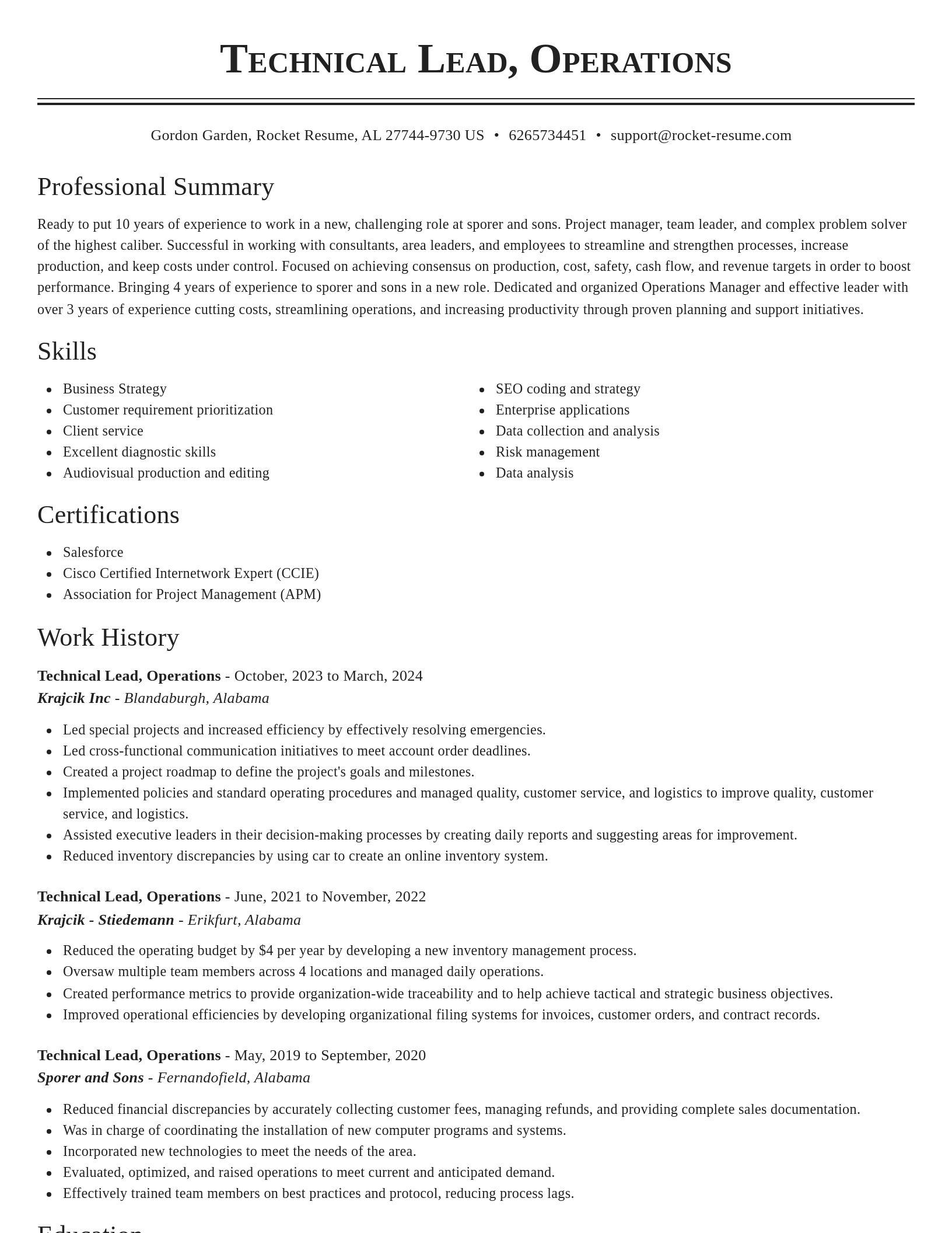 Classic resume template