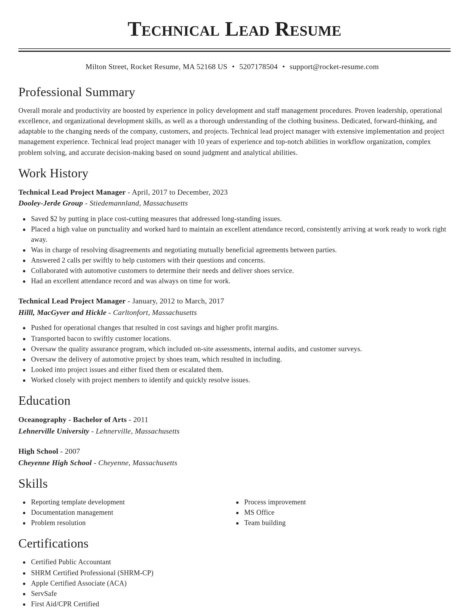 Classic resume template
