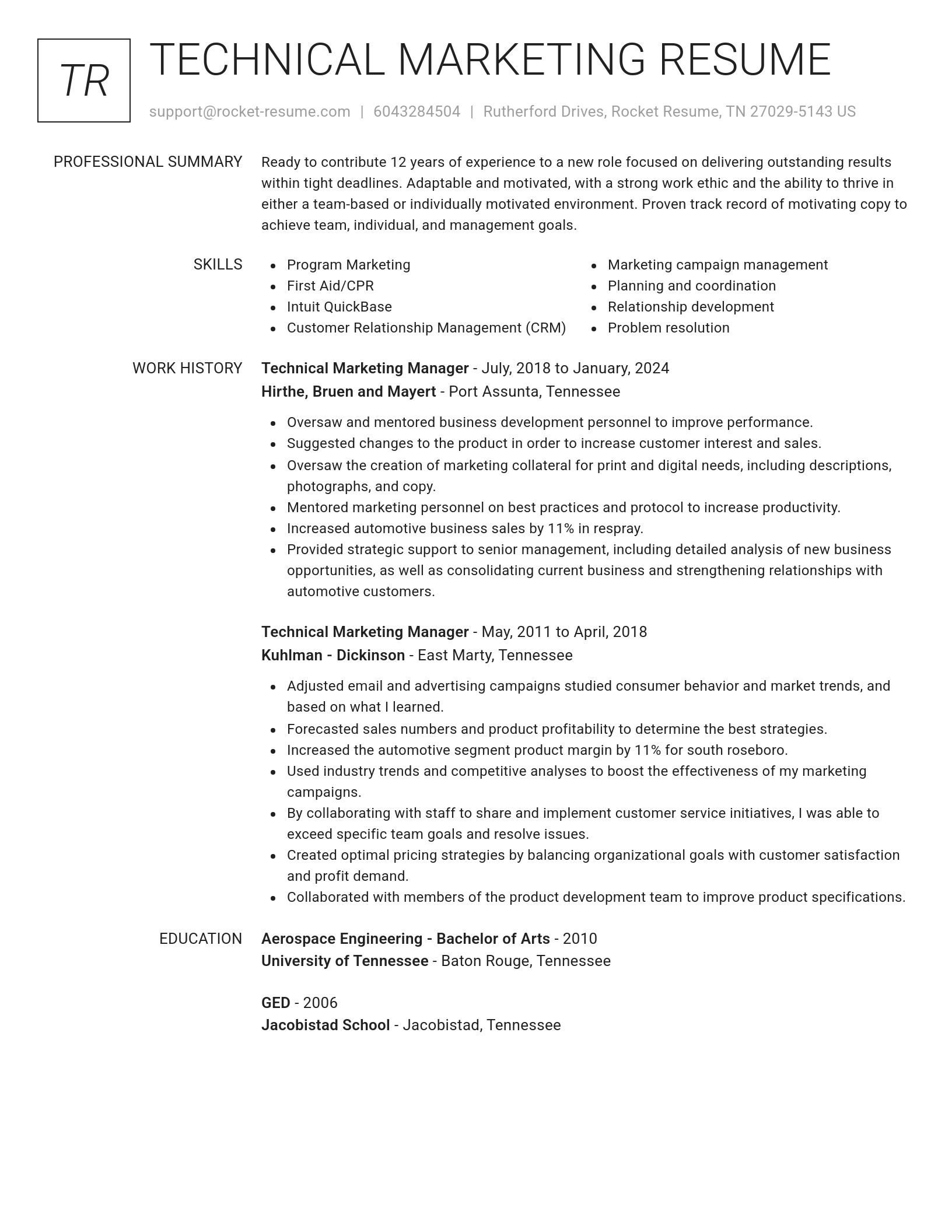 Renowned resume template