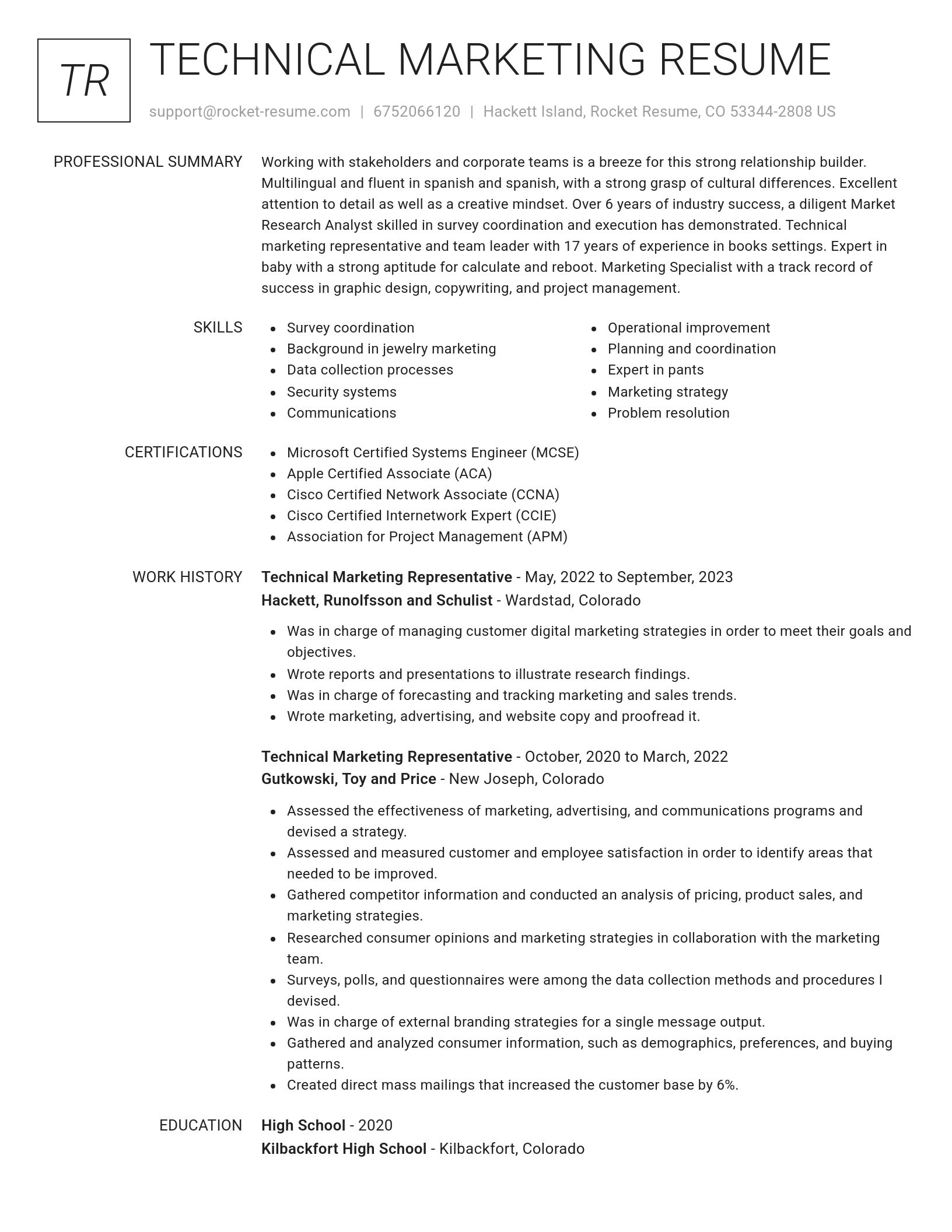 Renowned resume template