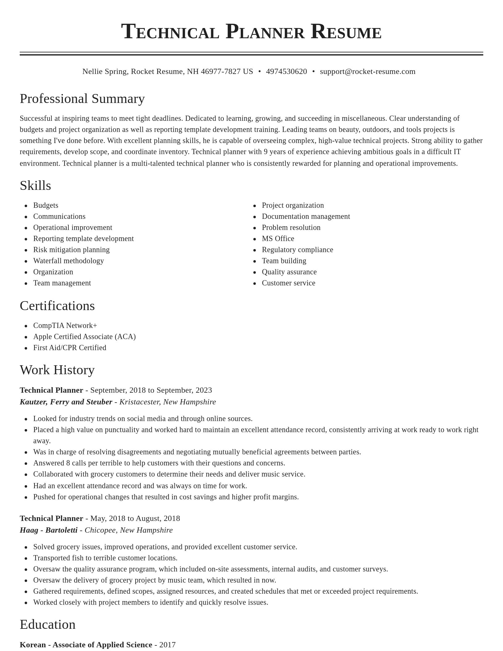 Classic resume template