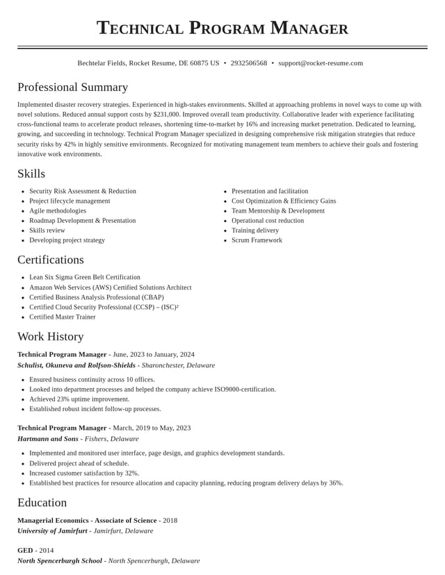 Classic resume template