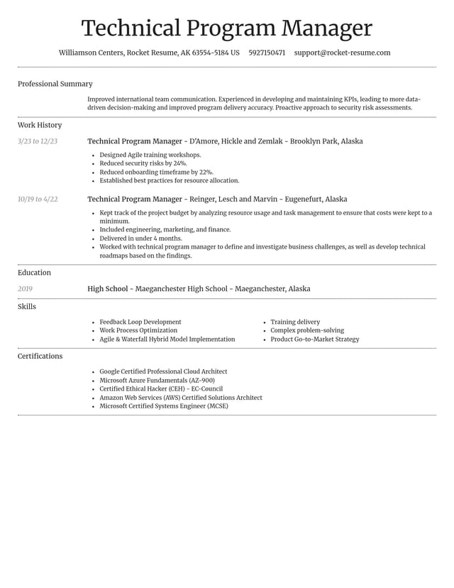Dignified resume template
