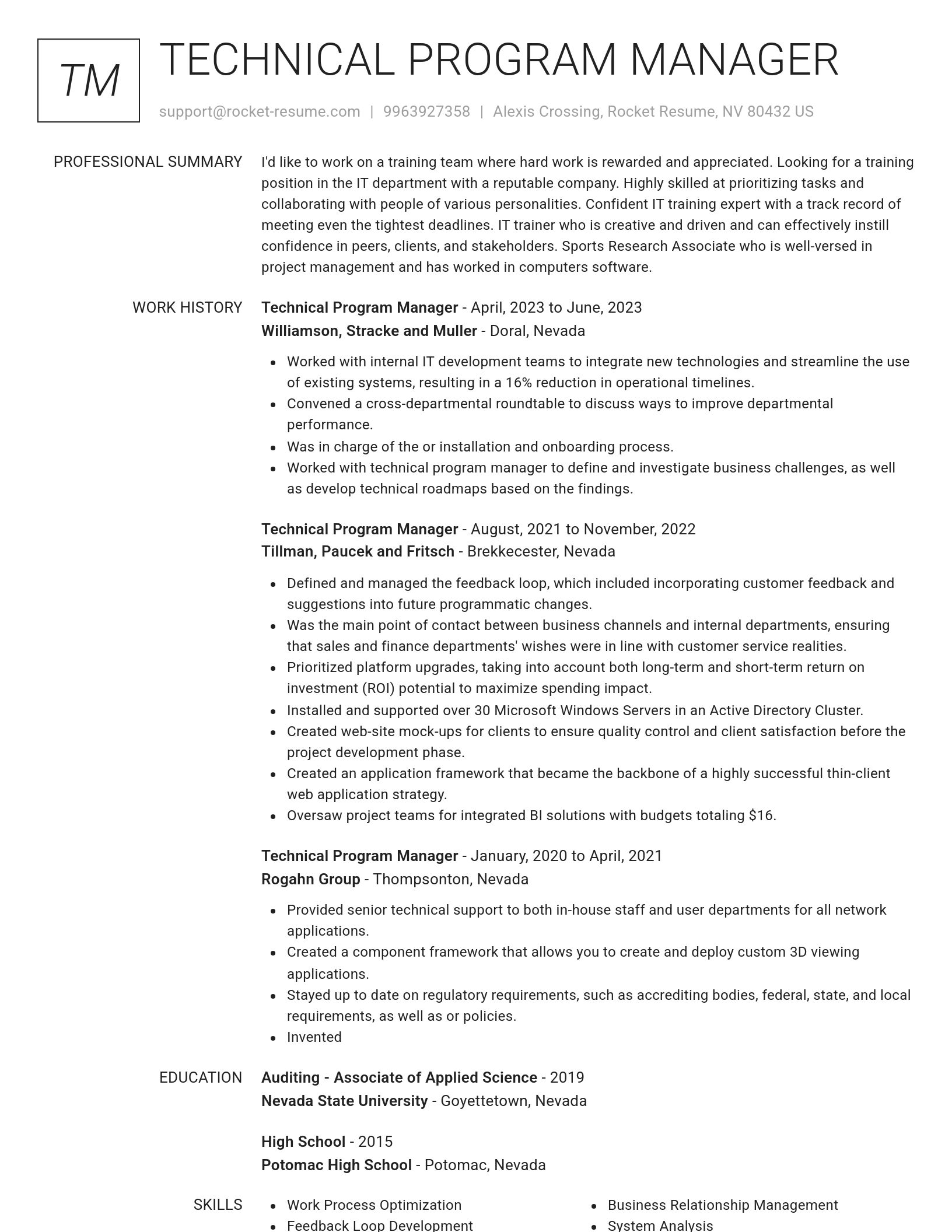 Renowned resume template