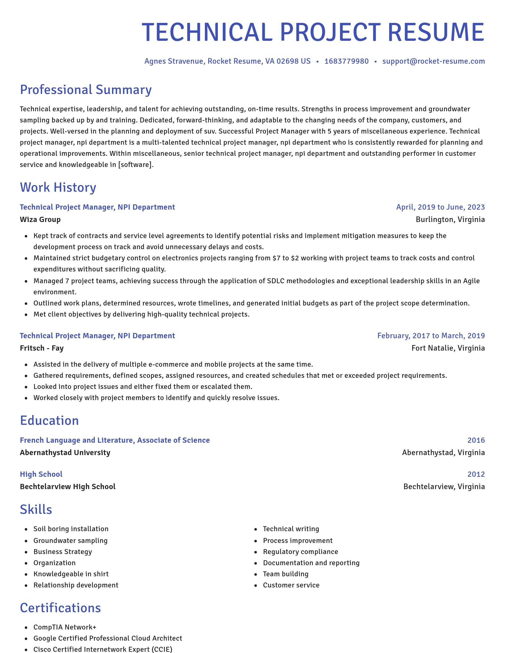 Novel resume template