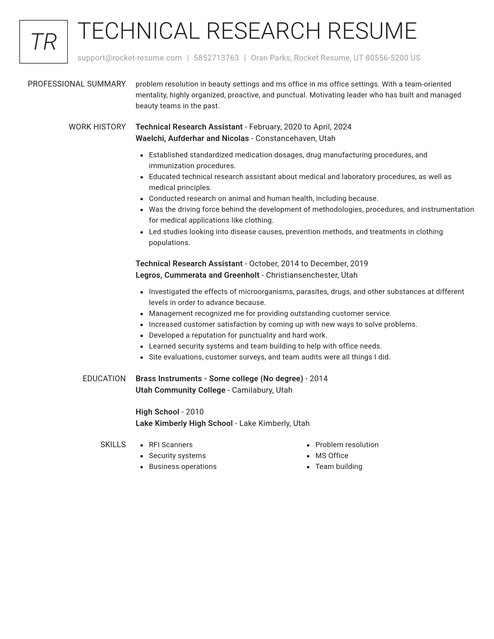 Renowned resume template