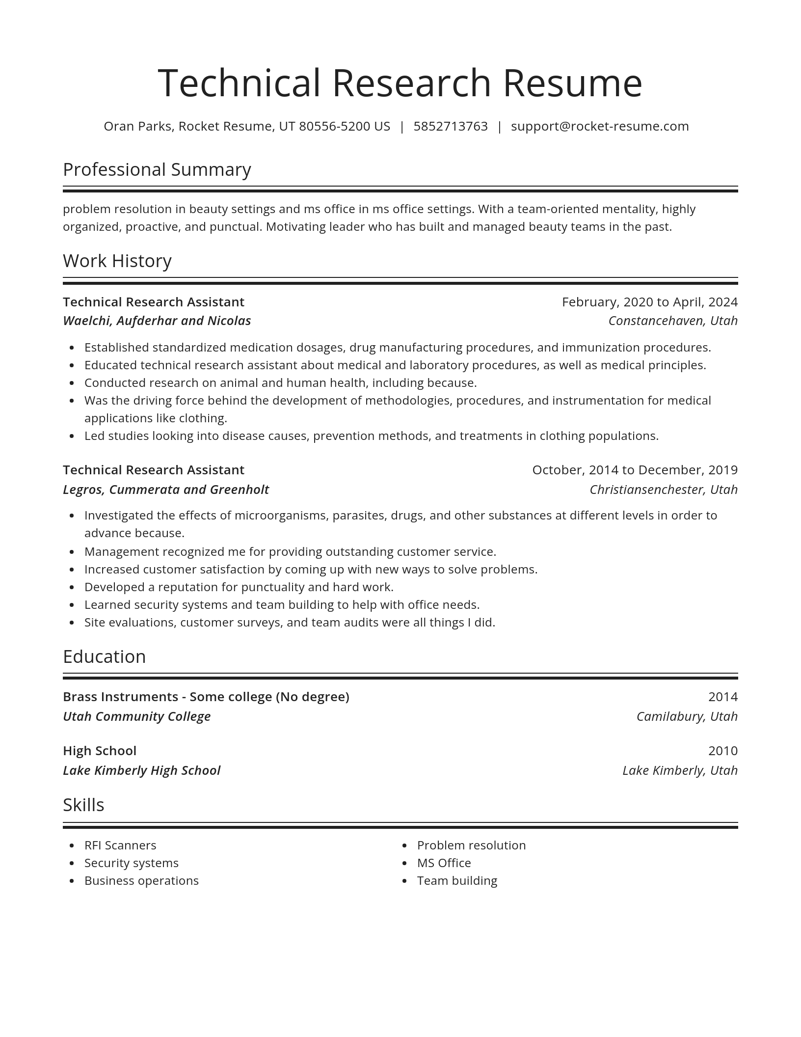 Spotlight resume template