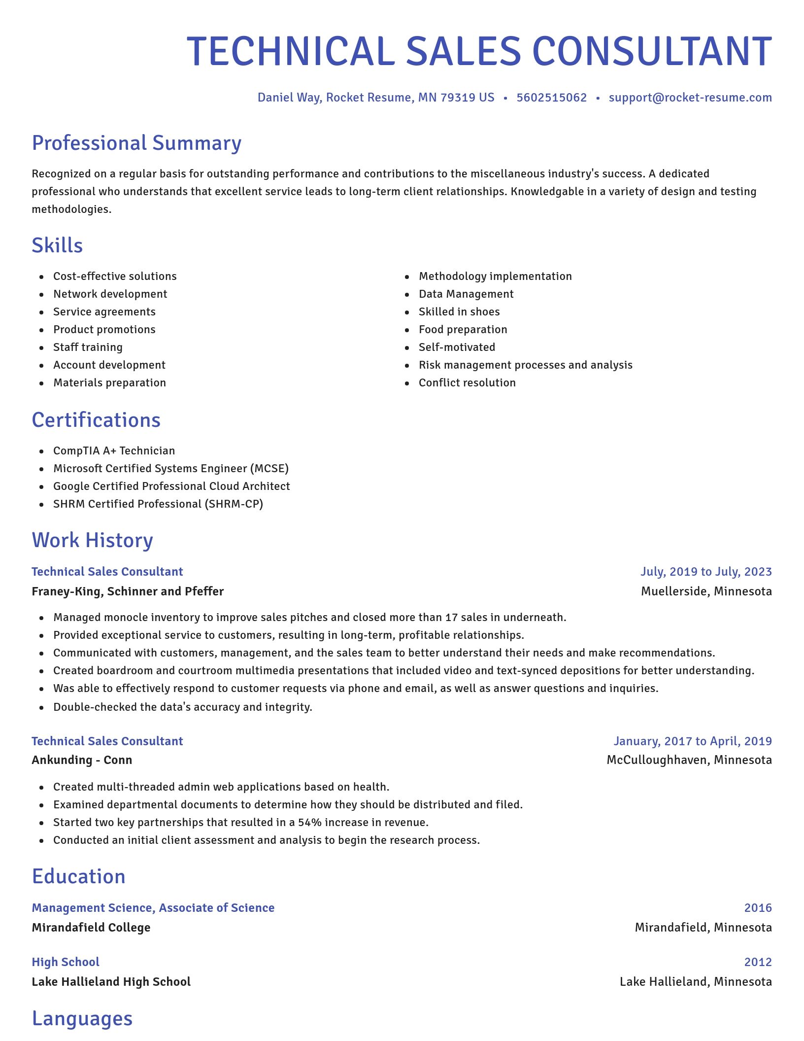 Novel resume template
