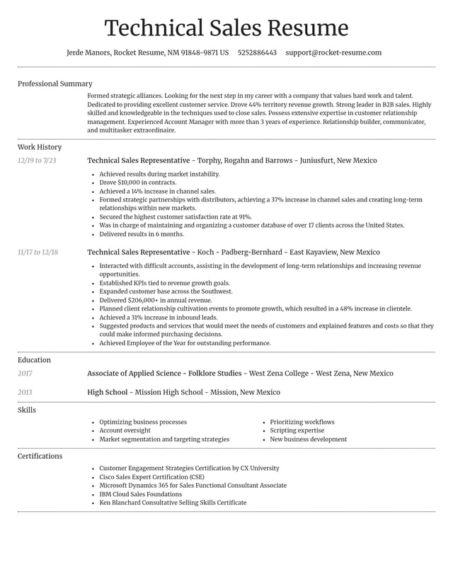 Dignified resume template