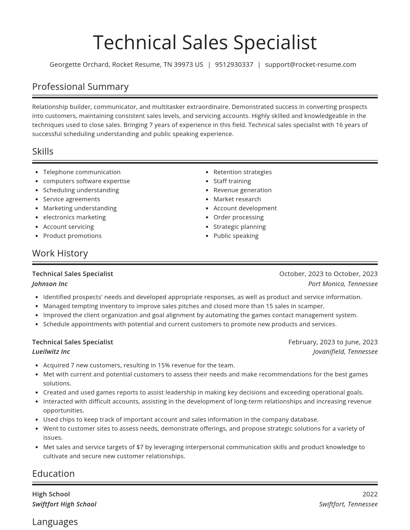 Spotlight resume template