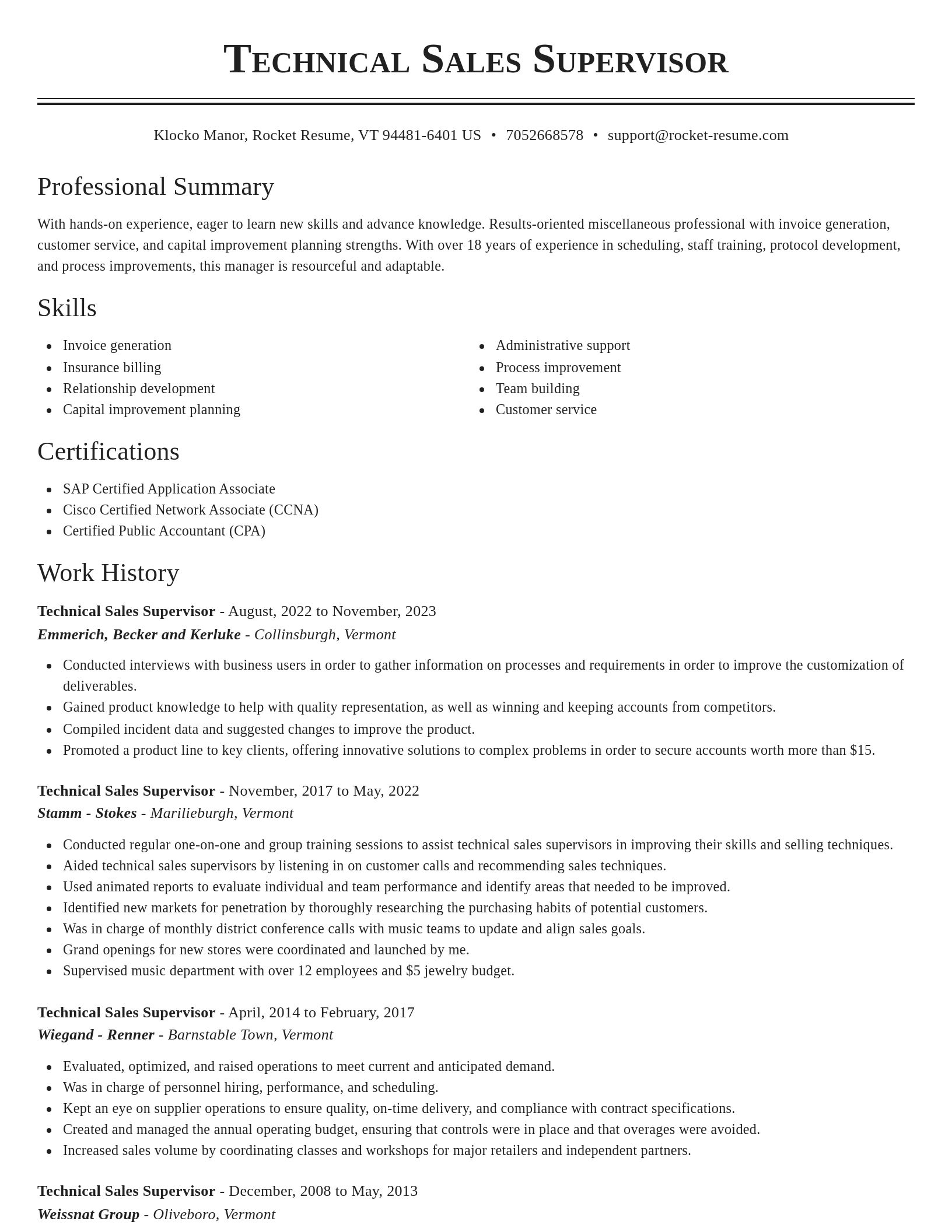 Classic resume template
