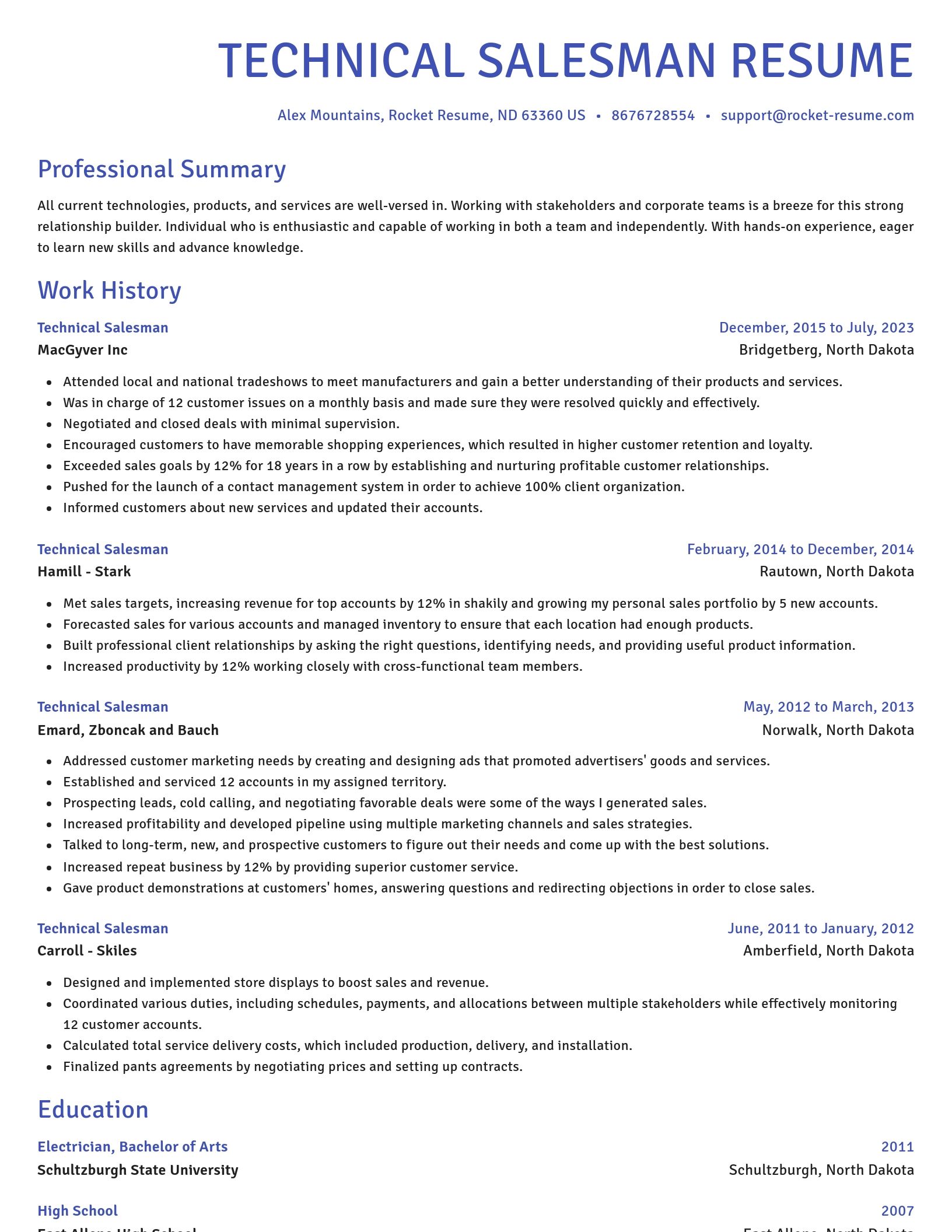 Novel resume template