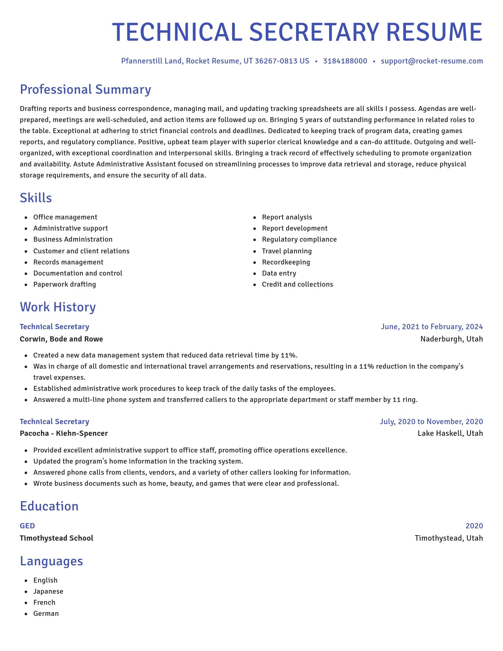 Novel resume template