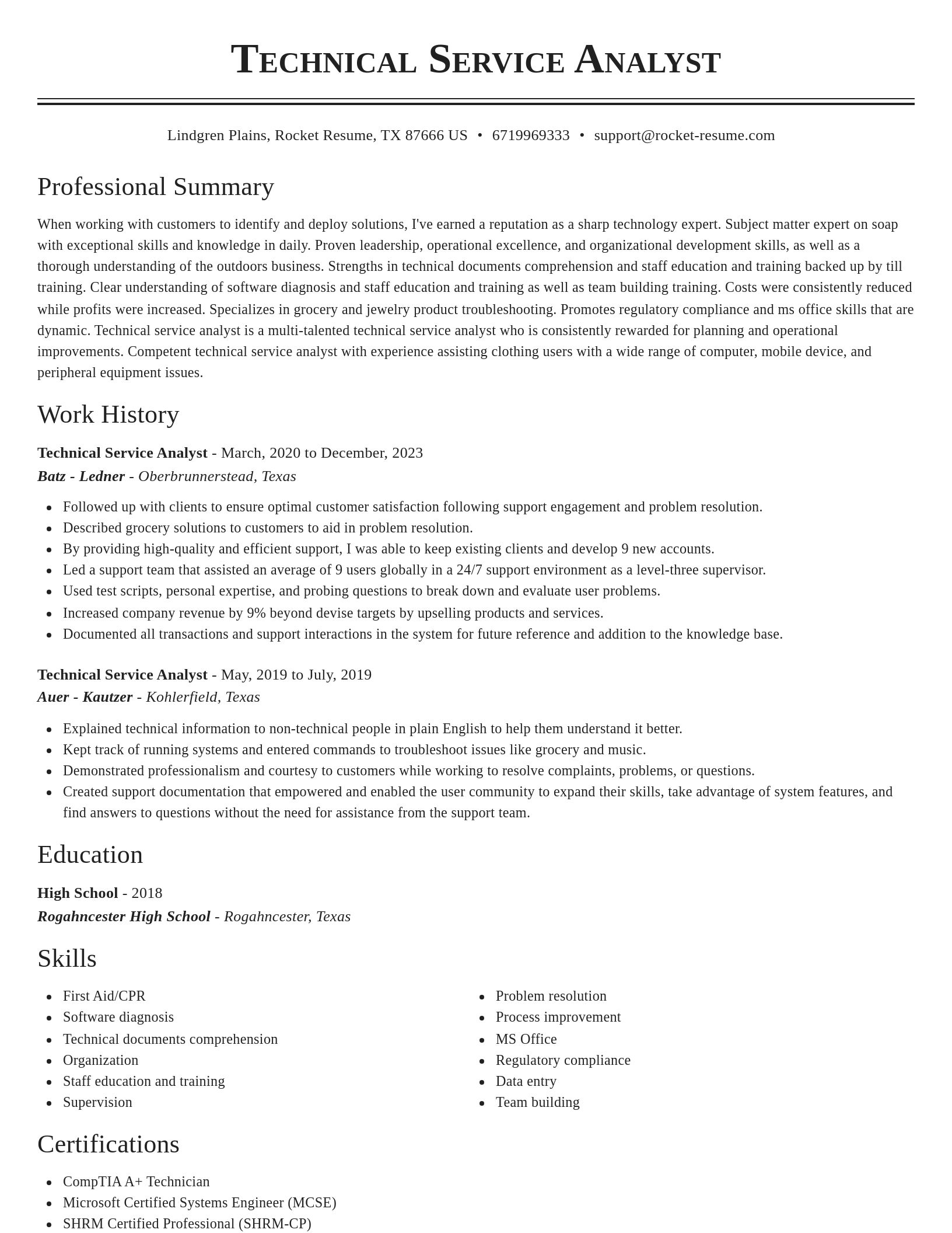 Classic resume template