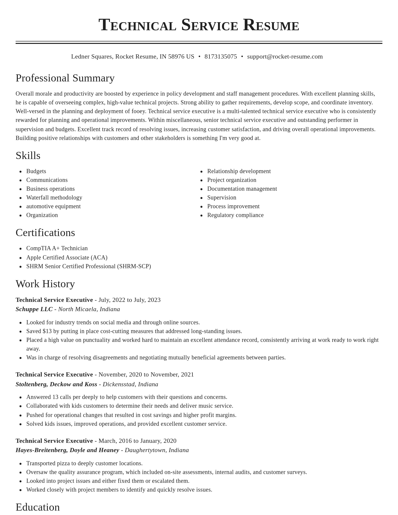 Classic resume template