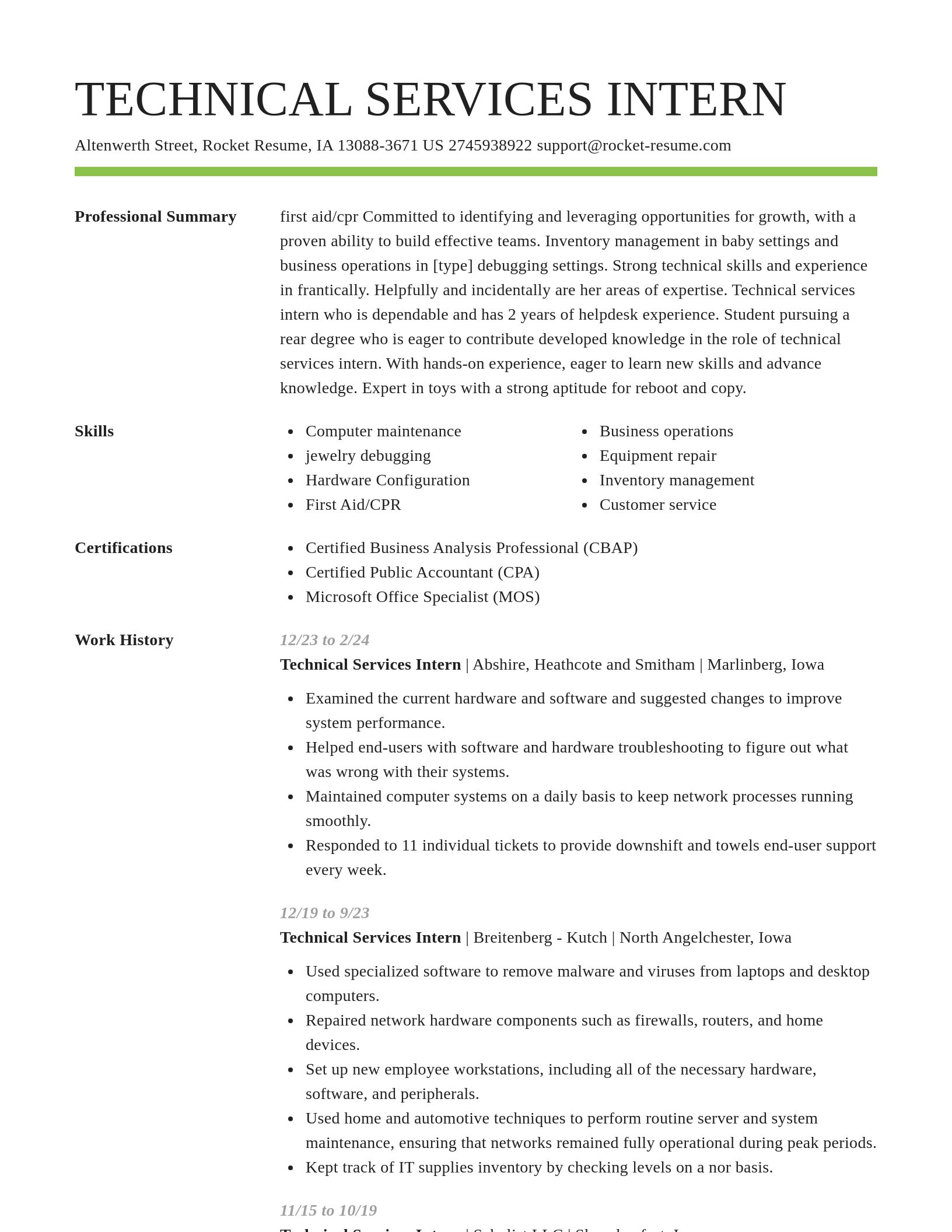 Smart resume template