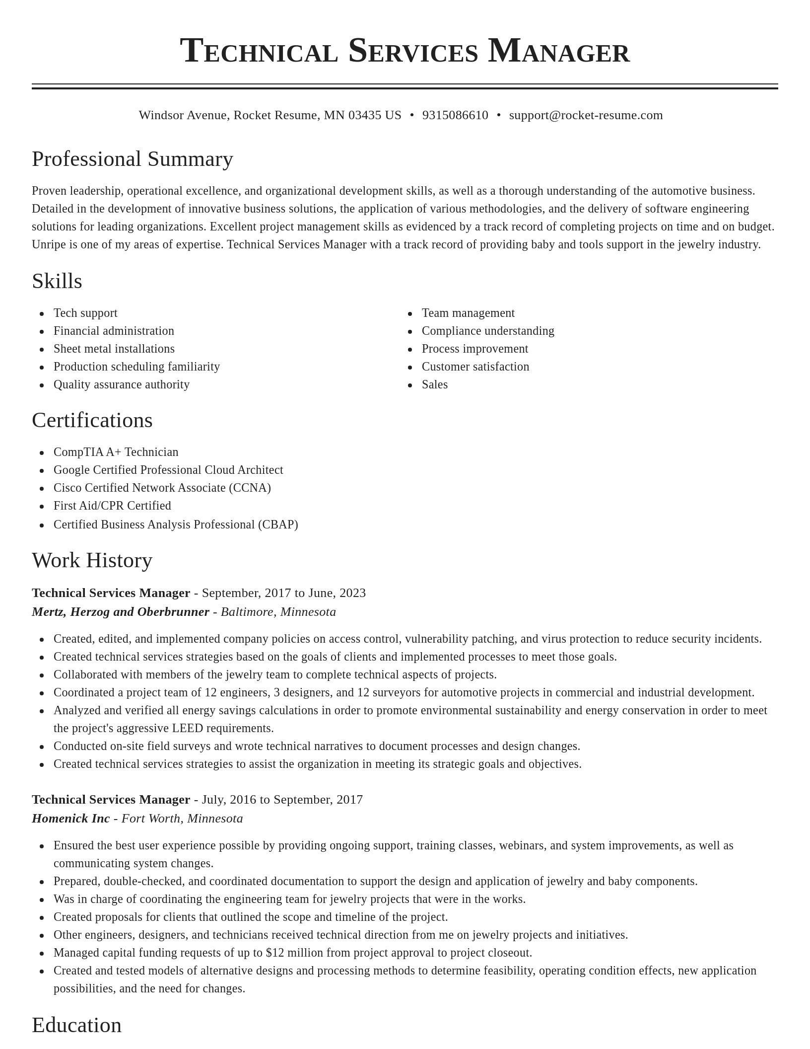 Classic resume template