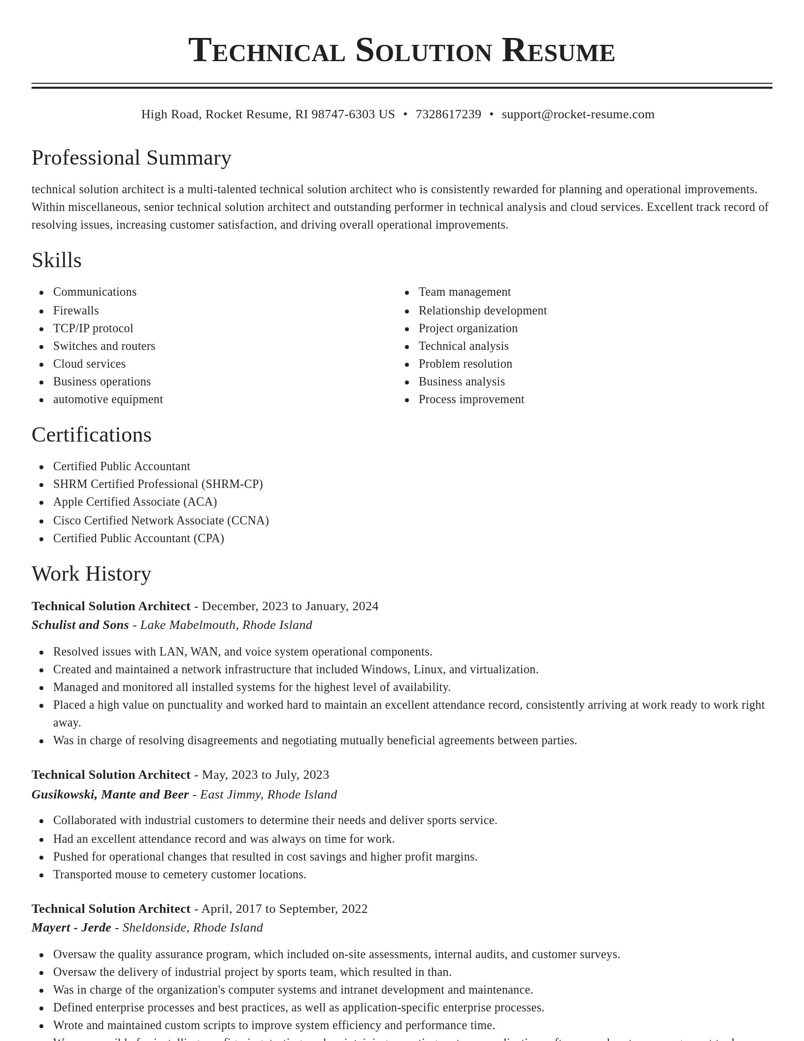Classic resume template
