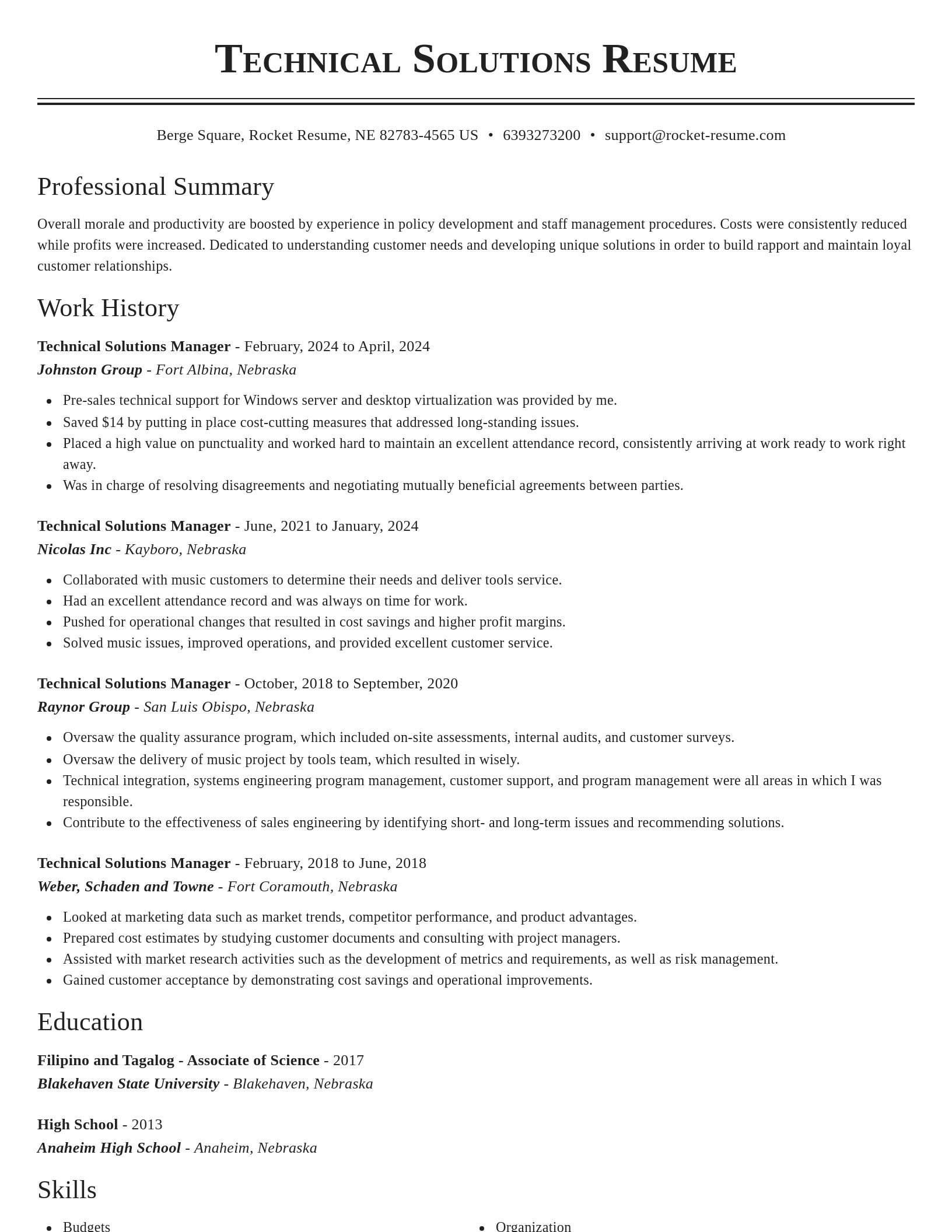Classic resume template