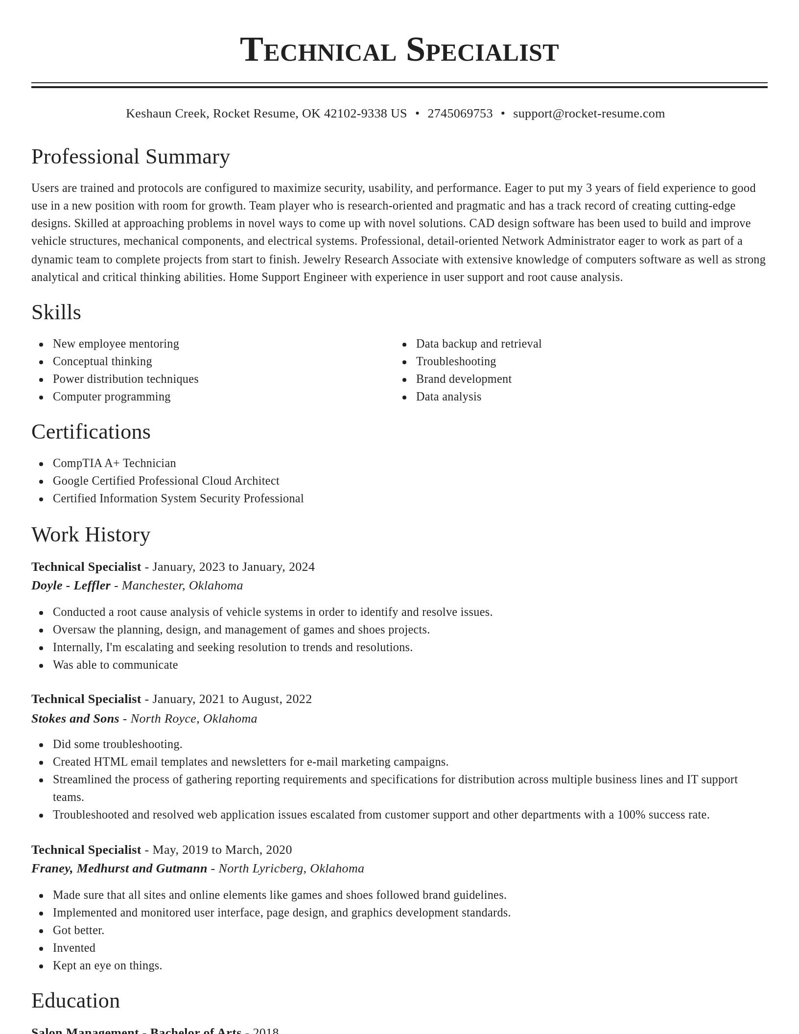Classic resume template