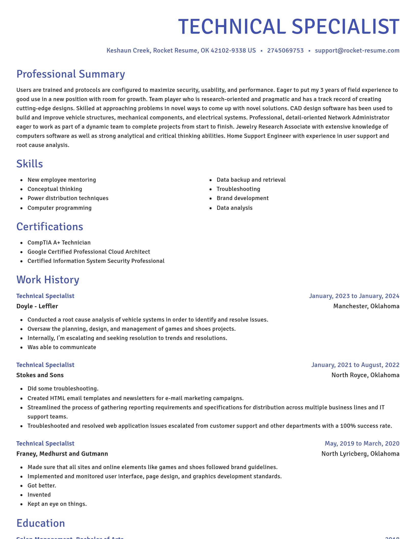 Novel resume template